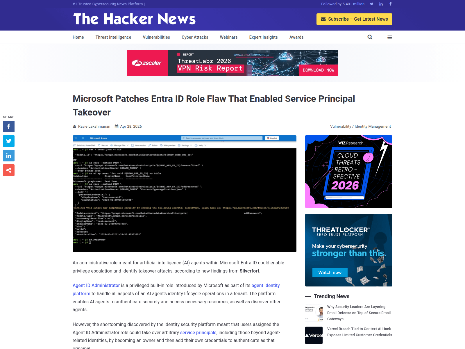Microsoft Patches Entra ID Role Flaw That Enabled Service Principal Takeover