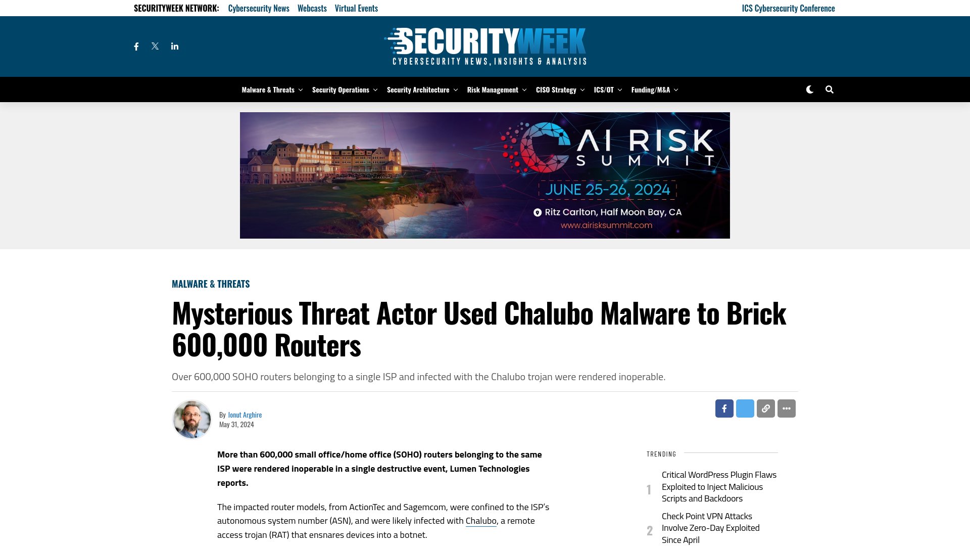 Mysterious Threat Actor Used Chalubo Malware to Brick 600,000 Routers - SecurityWeek