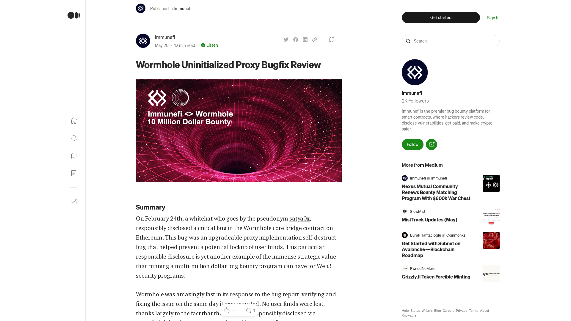 Wormhole Uninitialized Proxy Bugfix Review | by Immunefi | Immunefi | Medium