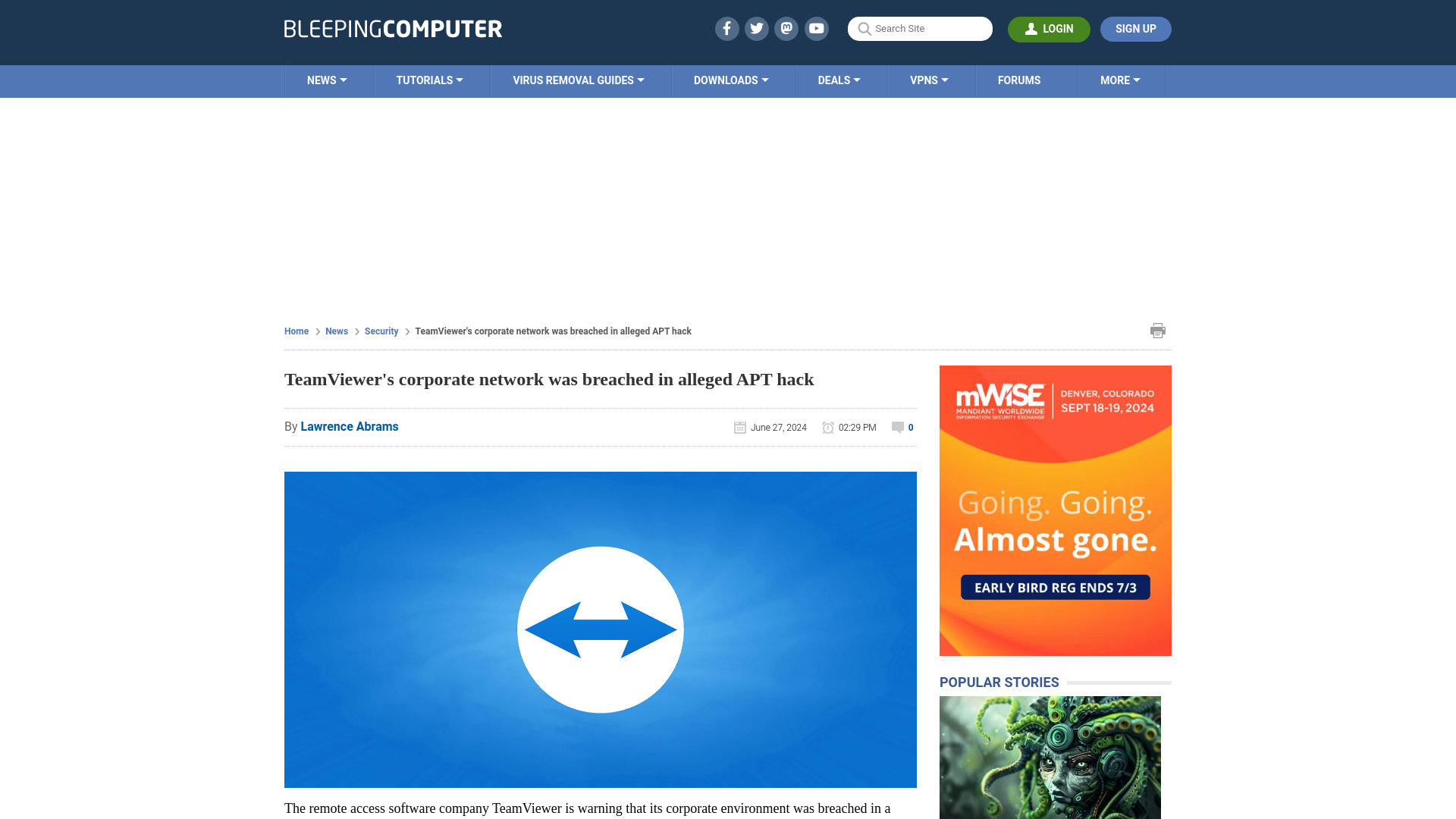 TeamViewer's corporate network was breached in alleged APT hack