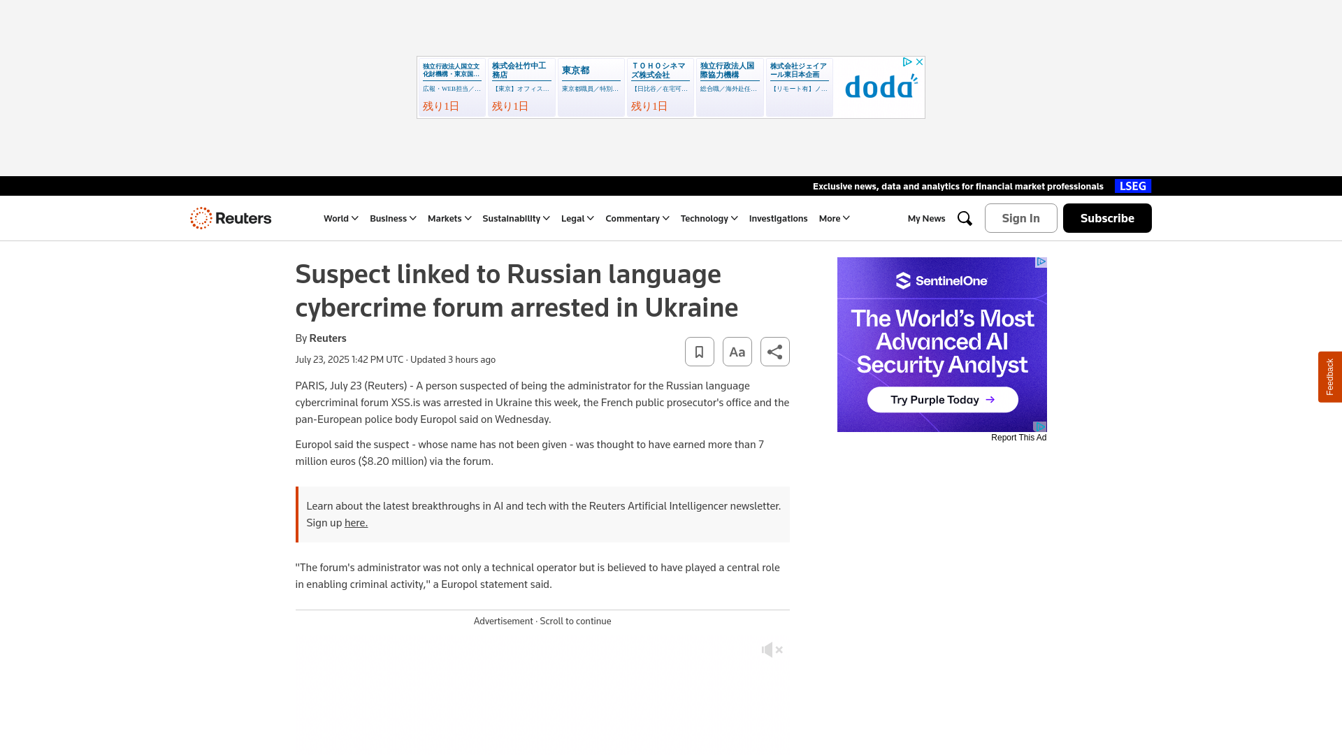 Suspect linked to Russian language cybercrime forum arrested in Ukraine | Reuters