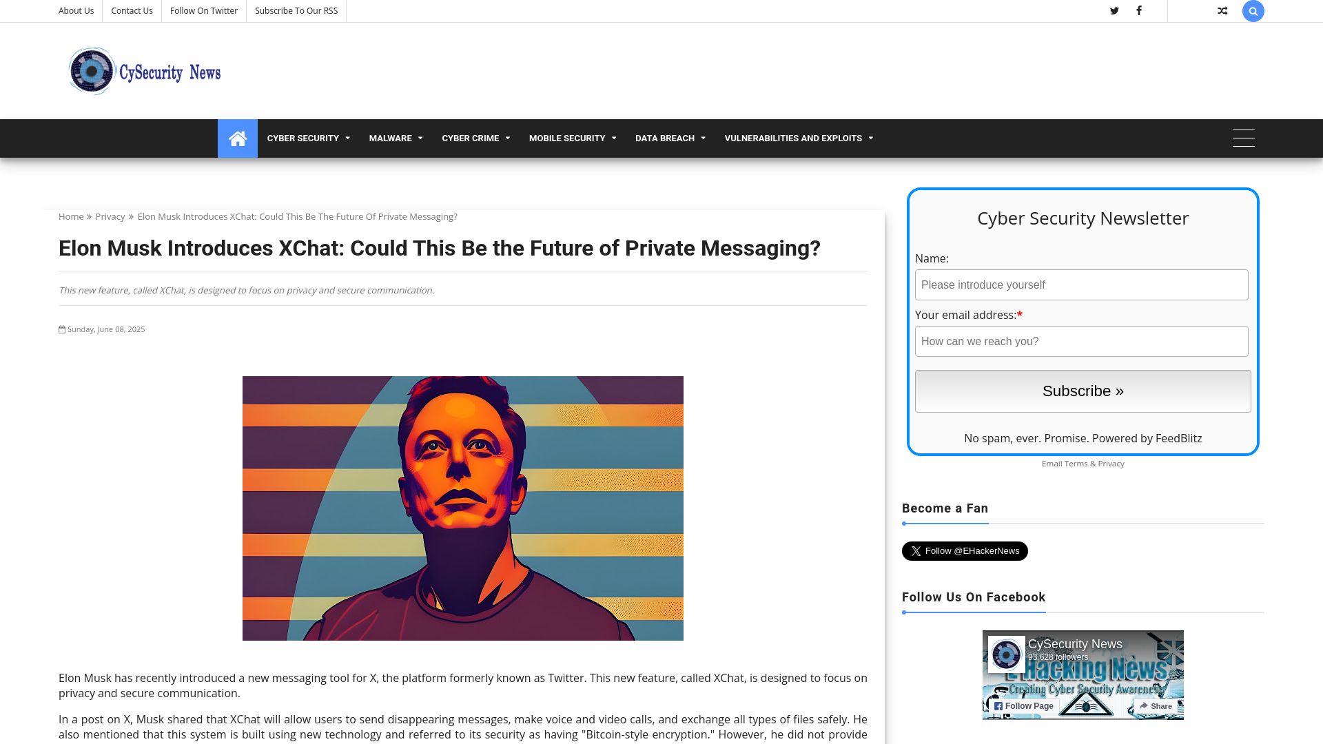 Elon Musk Introduces XChat: Could This Be the Future of Private Messaging? - CySecurity News - Latest Information Security and Hacking Incidents