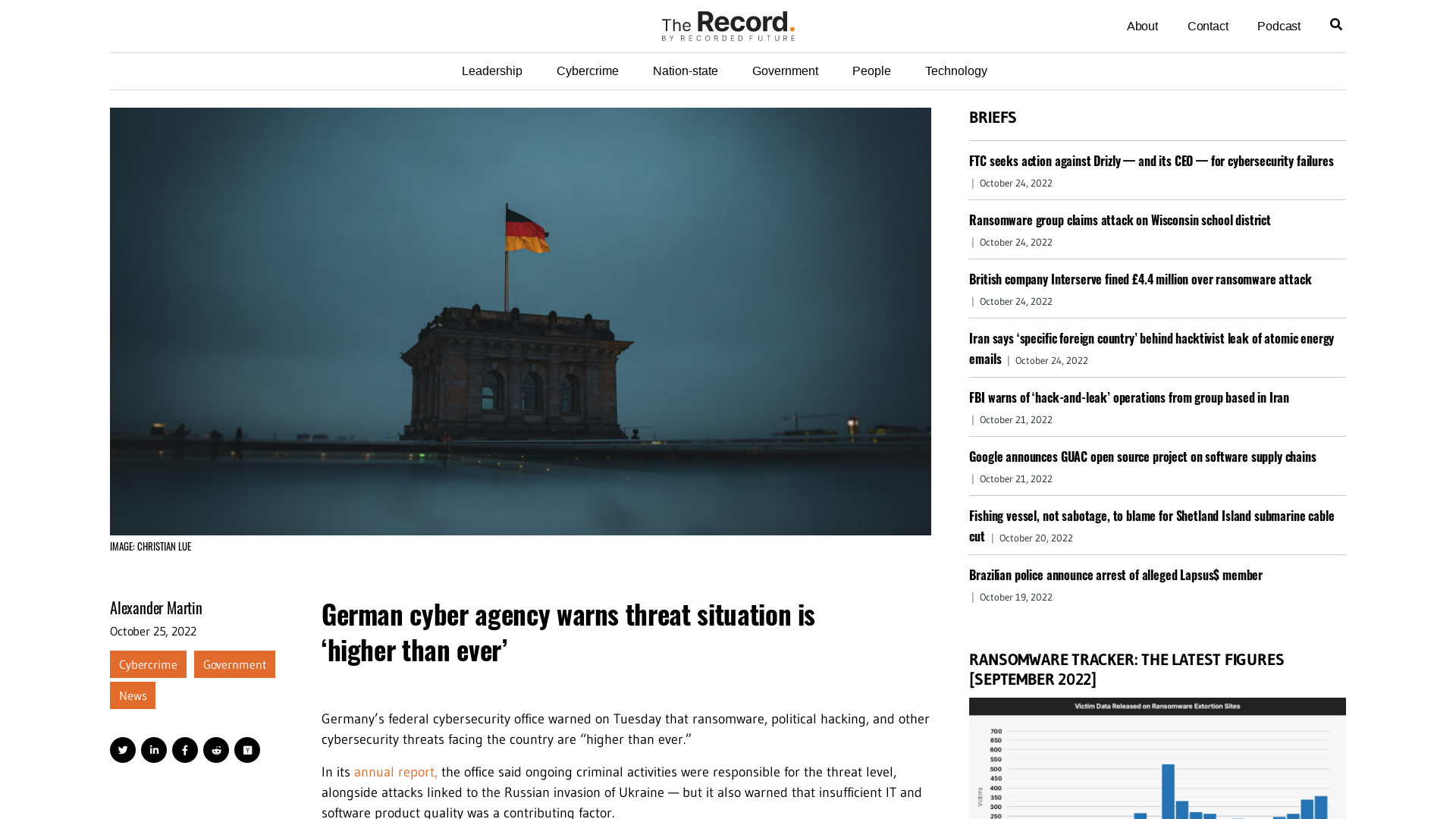 German cyber agency warns threat situation is ‘higher than ever’ - The Record by Recorded Future