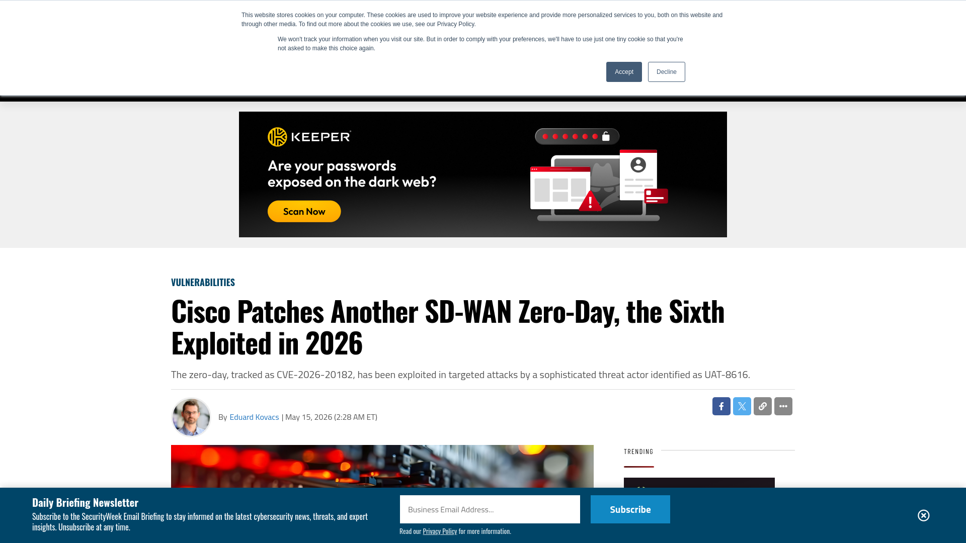 Cisco Patches Another SD-WAN Zero-Day, the Sixth Exploited in 2026 - SecurityWeek