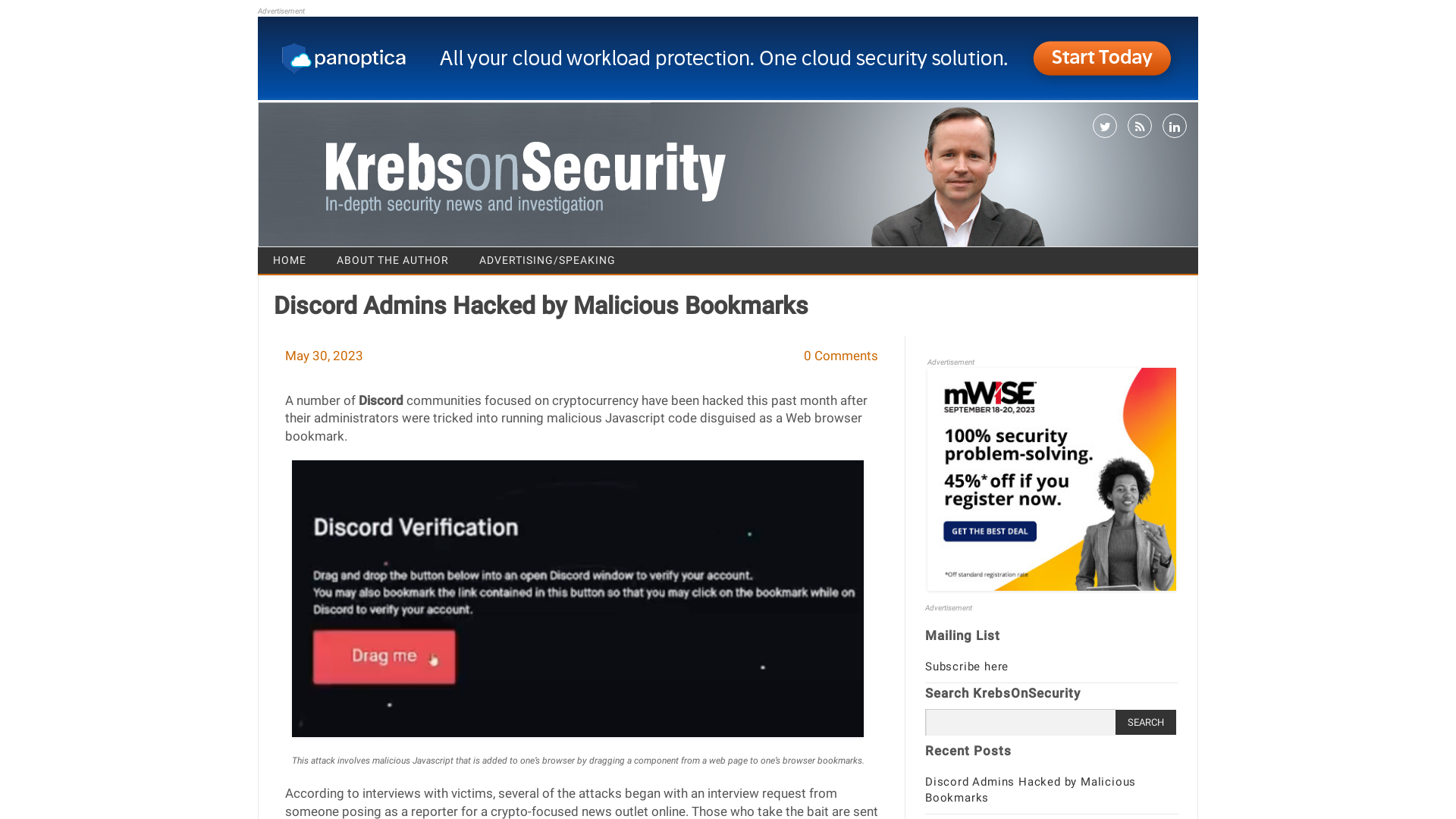 Discord Admins Hacked by Malicious Bookmarks – Krebs on Security