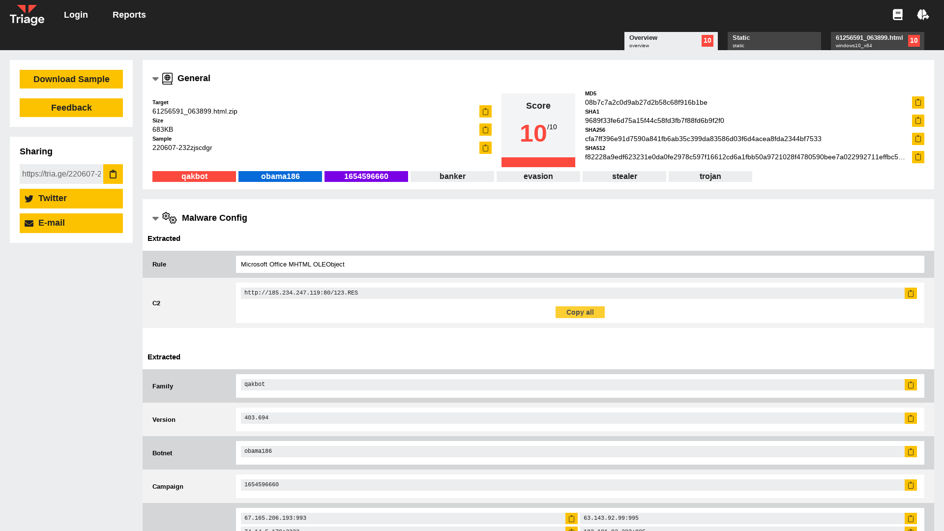 Hatching Triage | Malware sandboxing report by Hatching Triage
