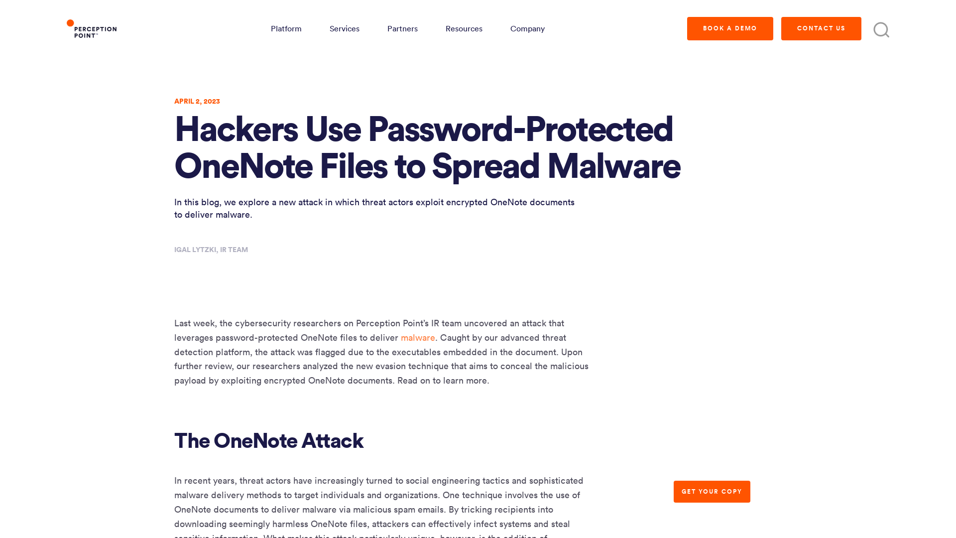 Hackers Use Password-Protected OneNote Files to Spread Malware | Perception Point