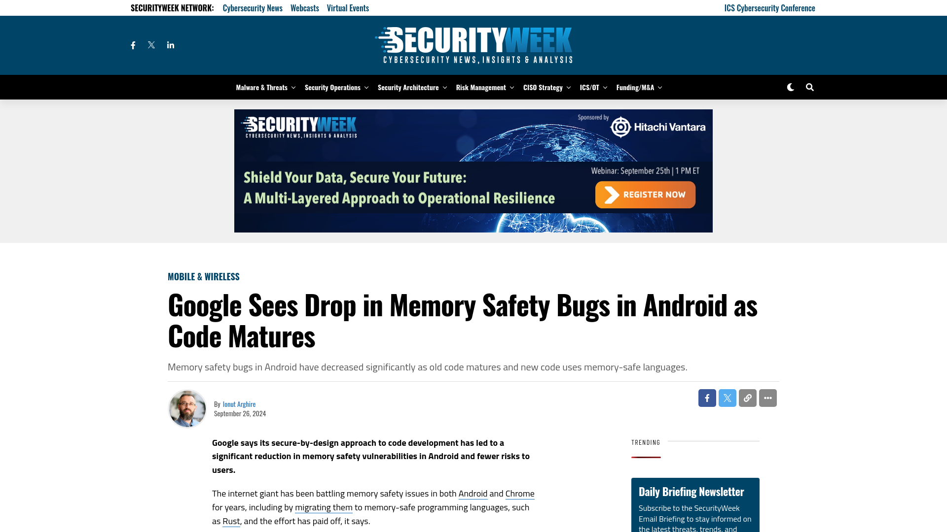 Google Sees Drop in Memory Safety Bugs in Android as Code Matures - SecurityWeek