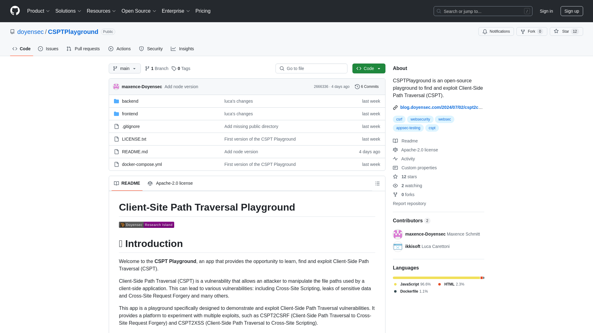 GitHub - doyensec/CSPTPlayground: CSPTPlayground is an open-source playground to find and exploit Client-Side Path Traversal (CSPT).