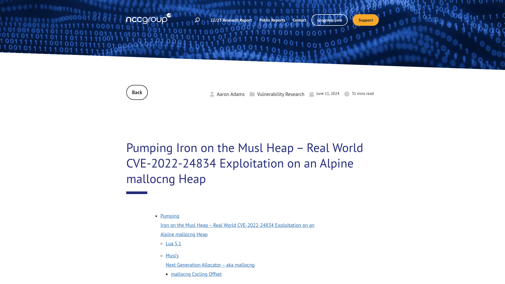 Pumping Iron on the Musl Heap – Real World CVE-2022-24834 Exploitation on an Alpine mallocng Heap | NCC Group Research Blog | Making the world safer and more secure