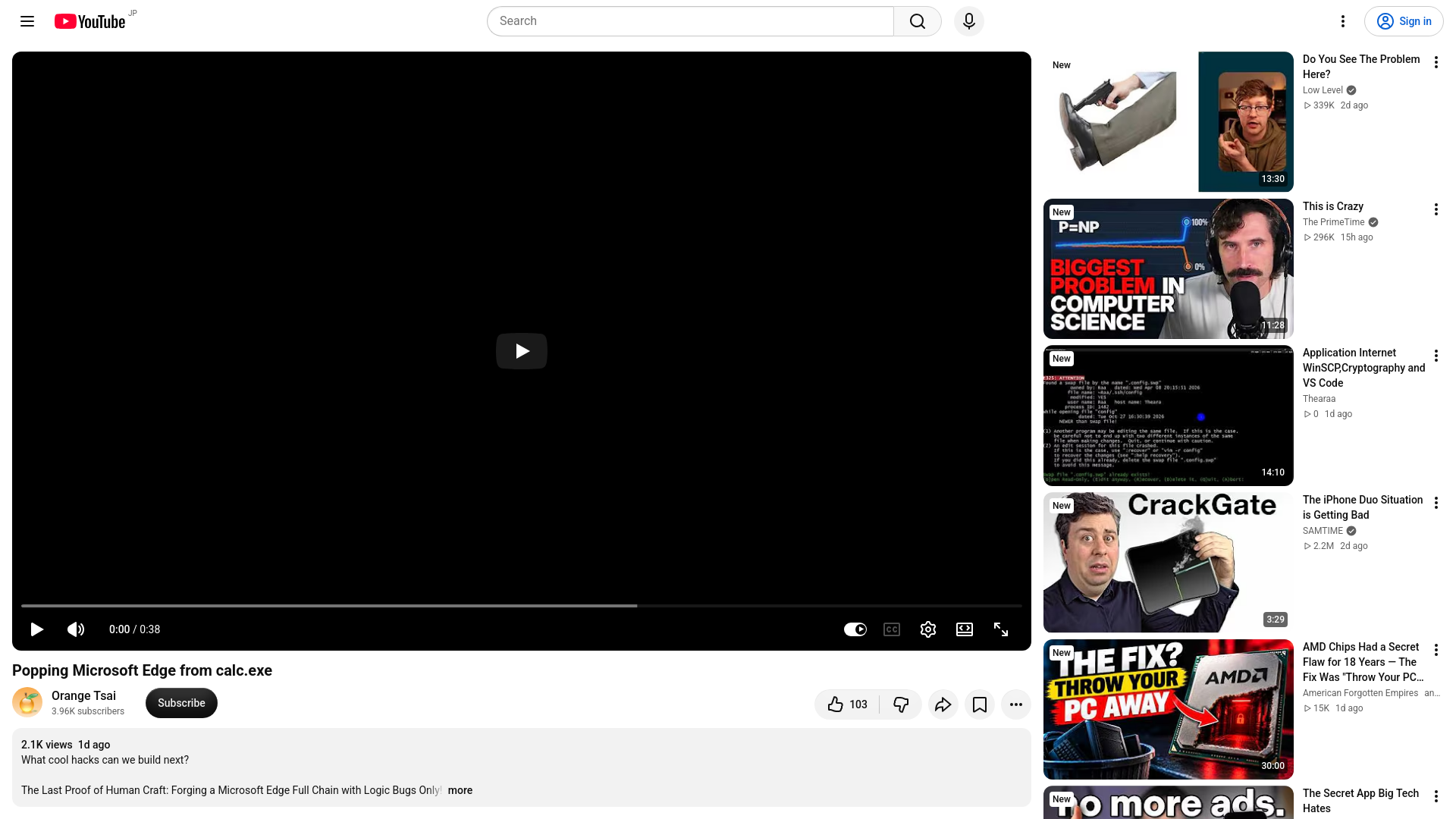 Popping Microsoft Edge from calc.exe - YouTube