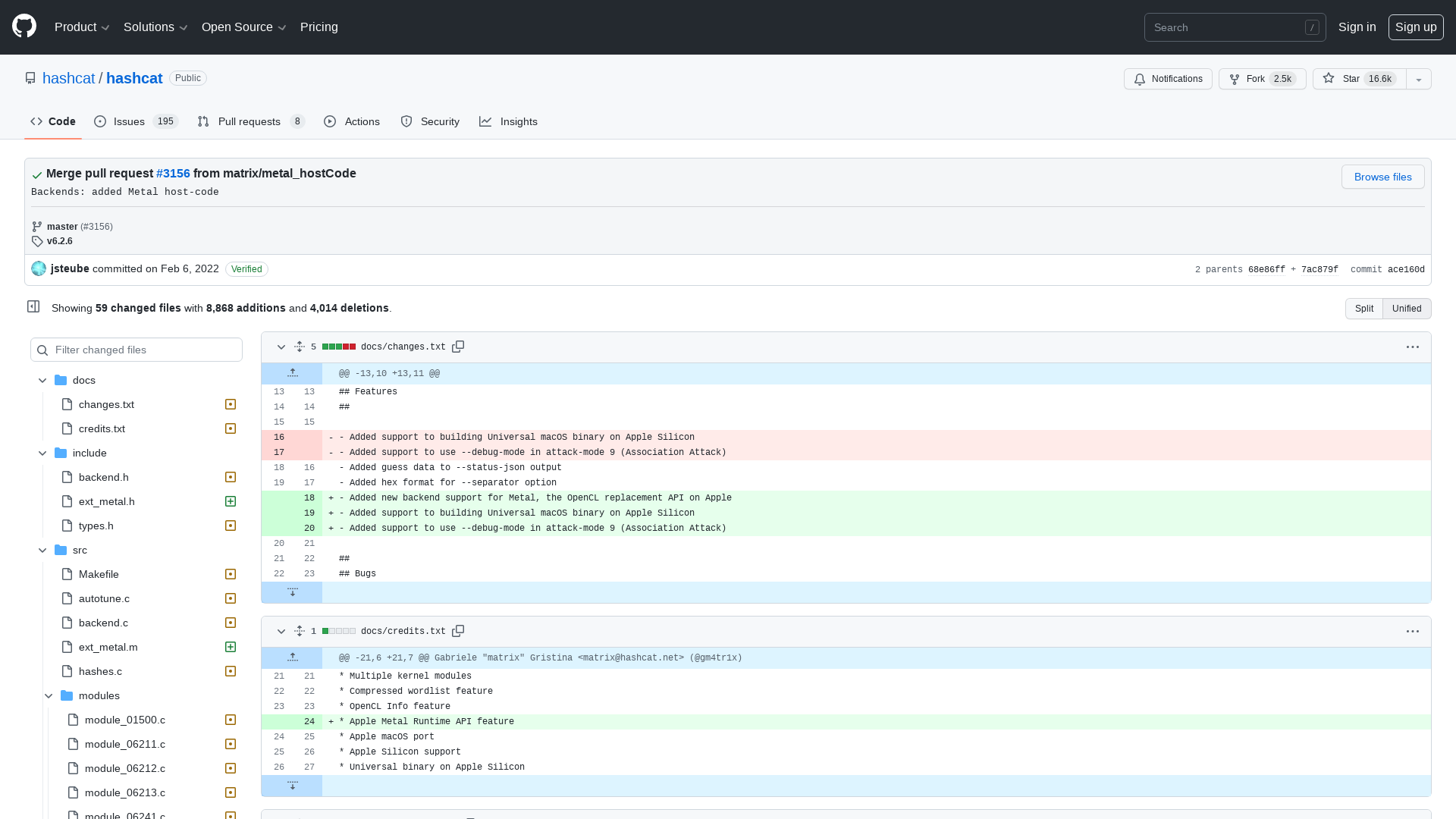 Merge pull request #3156 from matrix/metal_hostCode · hashcat/hashcat@ace160d · GitHub