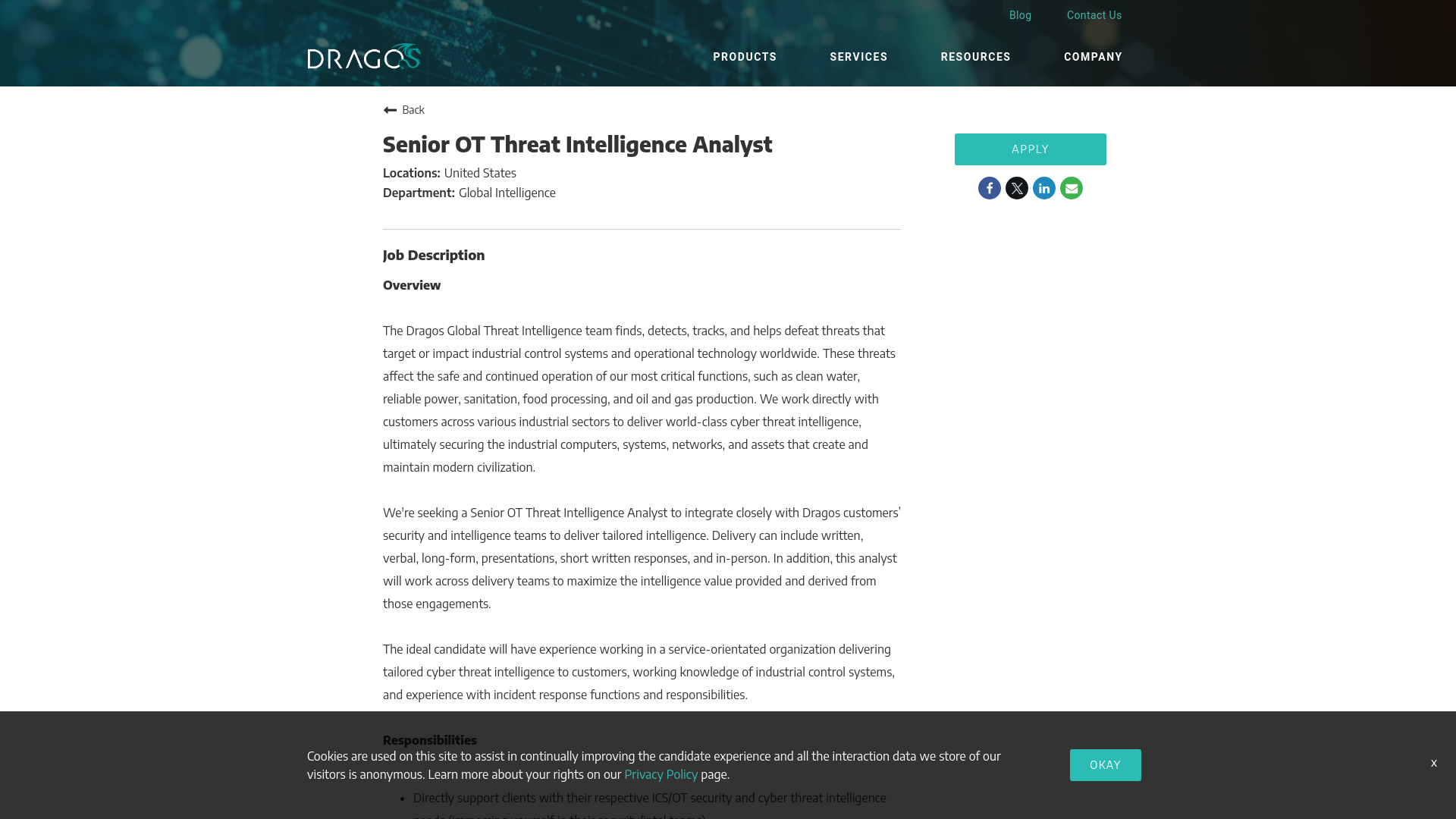 Senior OT Threat Intelligence Analyst in United States | Dragos