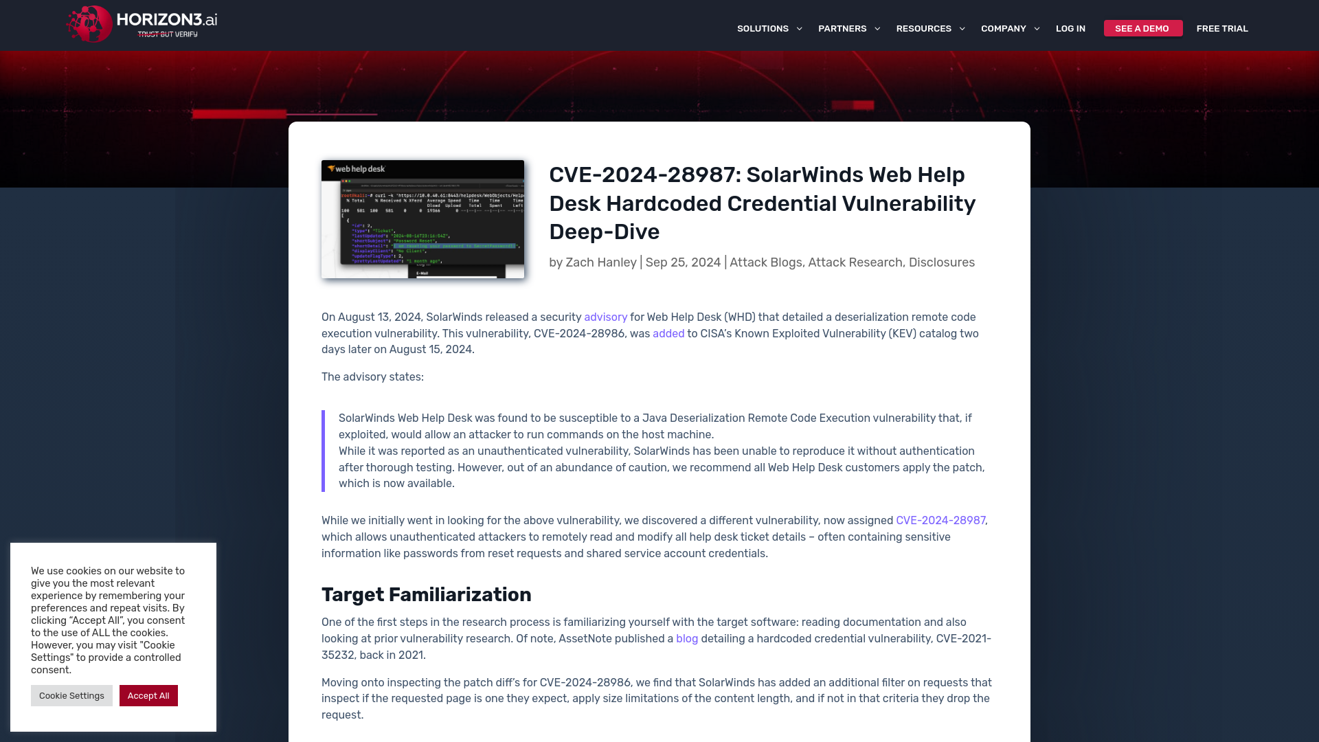 CVE-2024-28987: SolarWinds Web Help Desk Hardcoded Credential Vulnerability Deep-Dive – Horizon3.ai