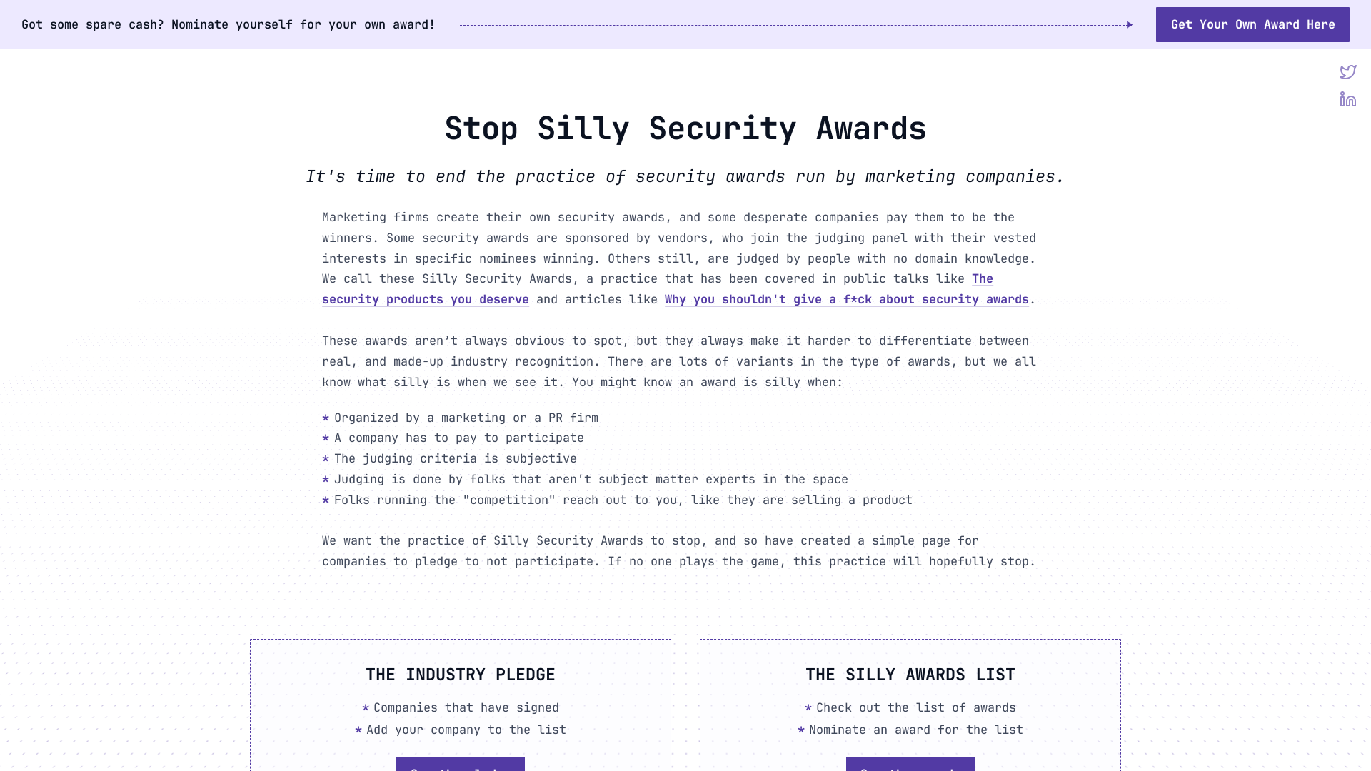 Stop Silly Security Awards