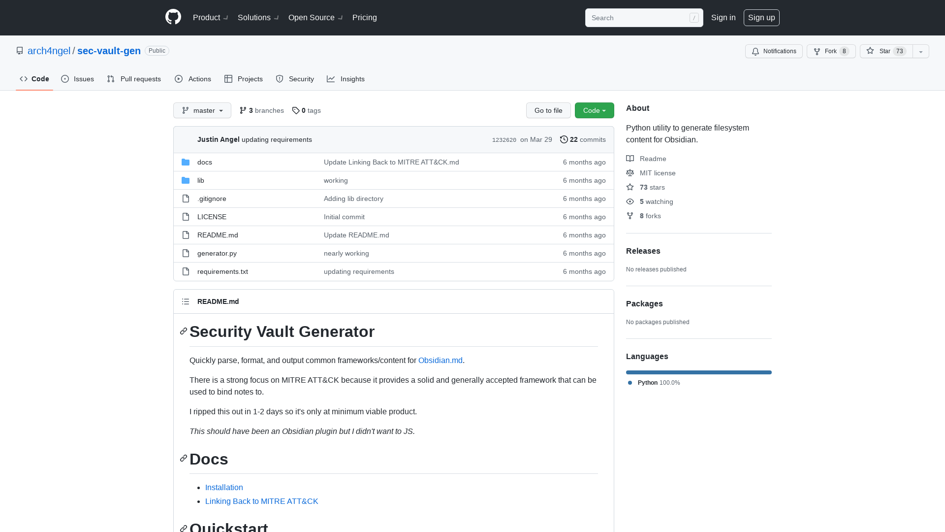 GitHub - arch4ngel/sec-vault-gen: Python utility to generate filesystem content for Obsidian.