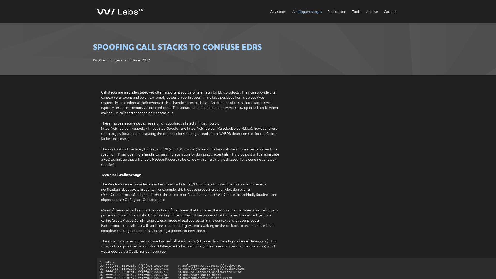 Spoofing Call Stacks To Confuse EDRs