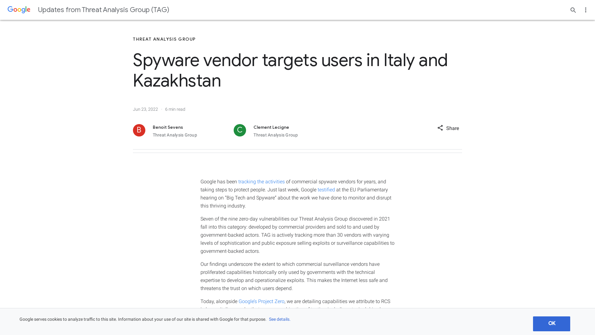 Spyware vendor targets users in Italy and Kazakhstan