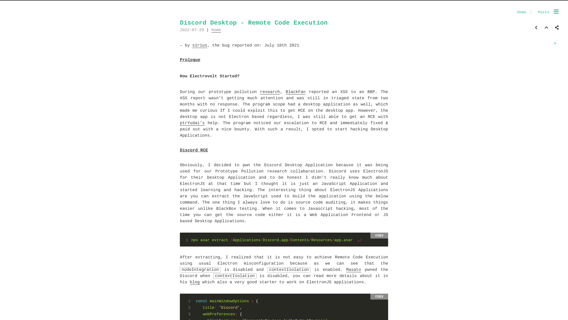 Discord Desktop - Remote Code Execution | Electrovolt Blog