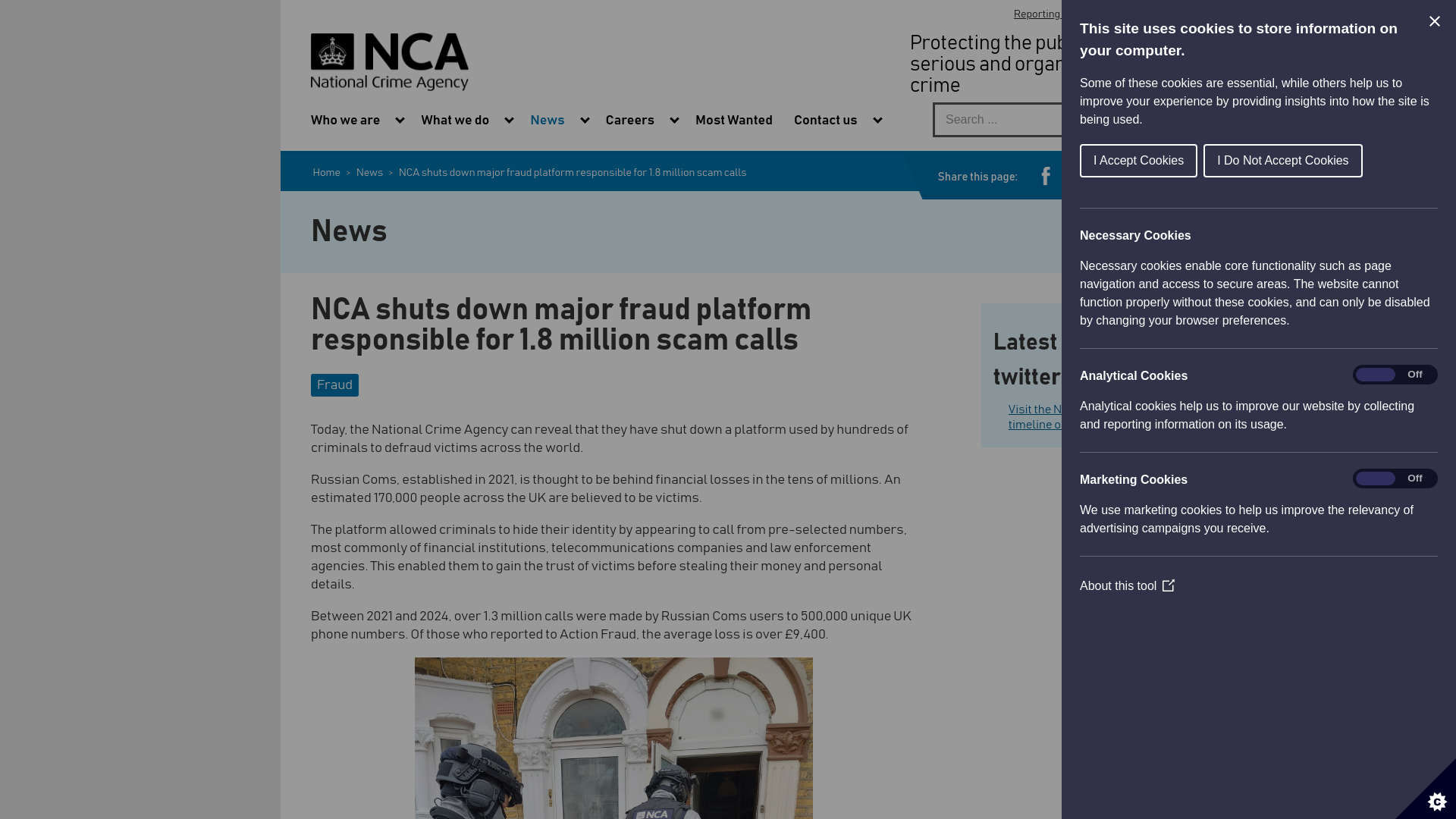 NCA shuts down major fraud platform responsible for 1.8 million scam calls - National Crime Agency