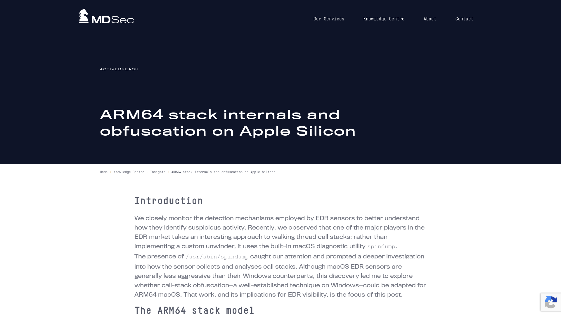 ARM64 stack internals and obfuscation on Apple Silicon - MDSec