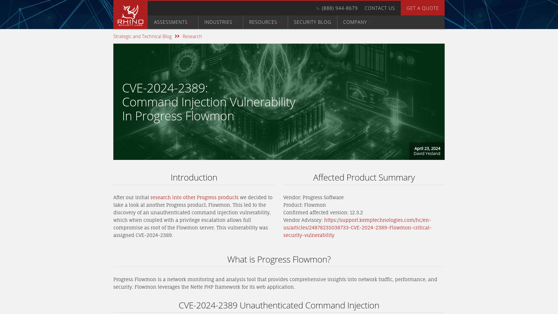 CVE-2024-2389: Command Injection Vulnerability In Progress Flowmon - Rhino Security Labs