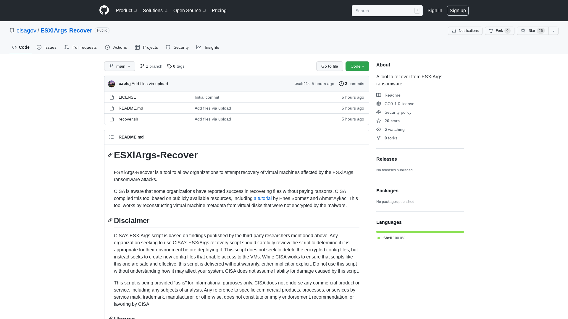 GitHub - cisagov/ESXiArgs-Recover: A tool to recover from ESXiArgs ransomware