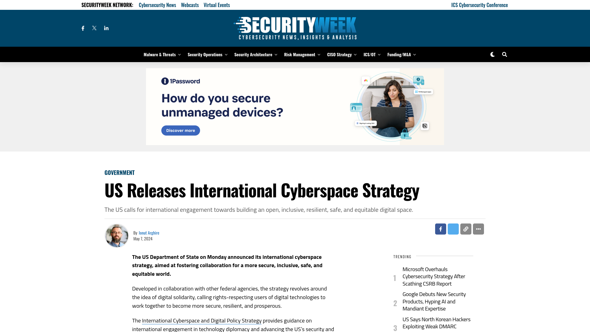 US Releases International Cyberspace Strategy - SecurityWeek