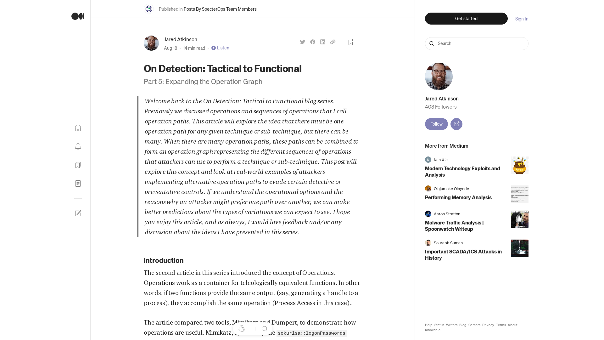 On Detection: Tactical to Functional | by Jared Atkinson | Aug, 2022 | Posts By SpecterOps Team Members