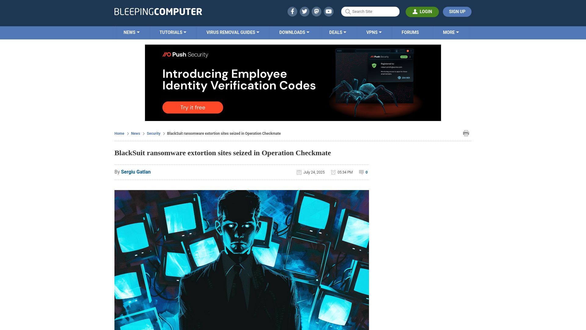 BlackSuit ransomware extortion sites seized in Operation Checkmate