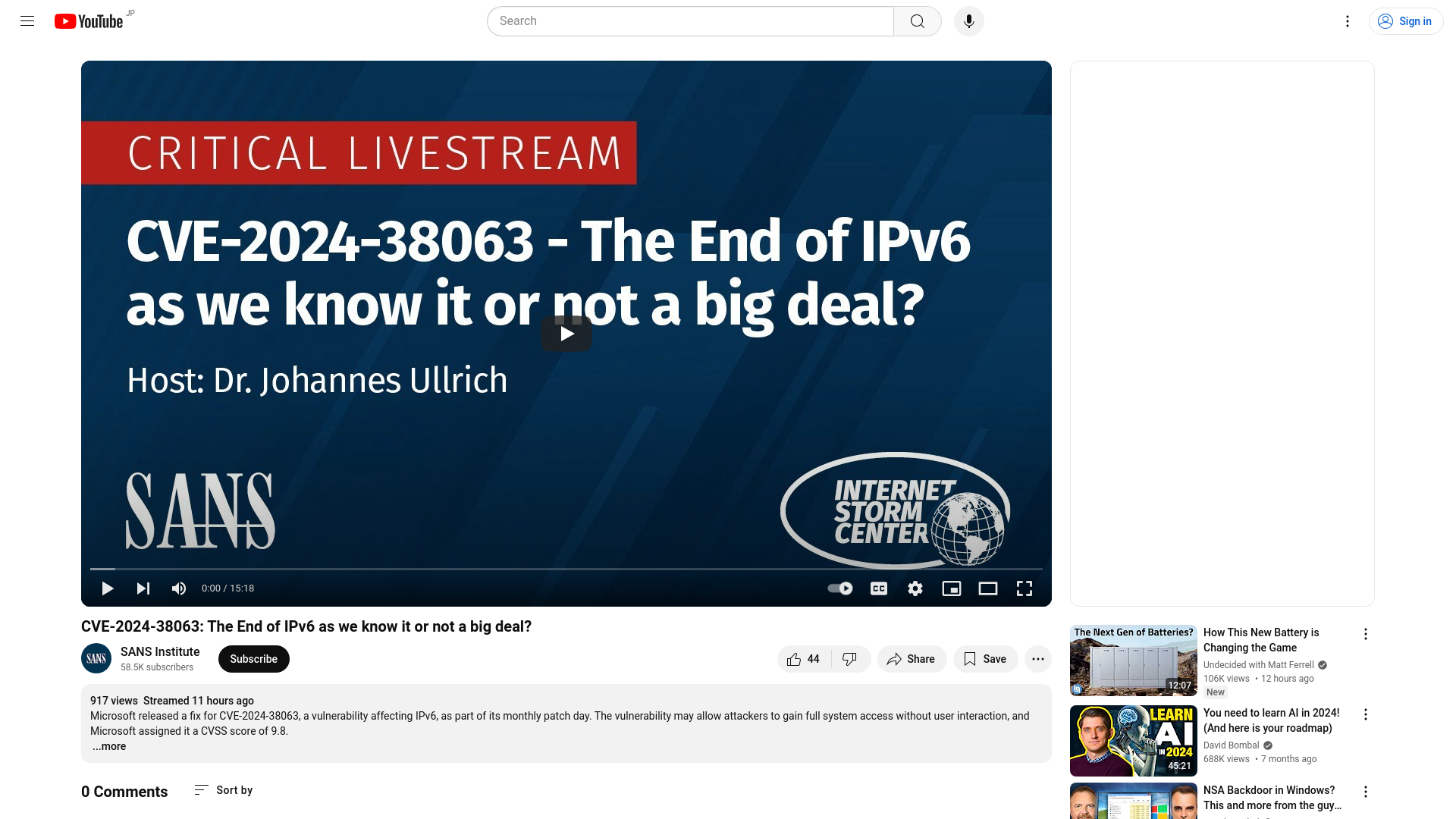 CVE-2024-38063: The End of IPv6 as we know it or not a big deal? - YouTube