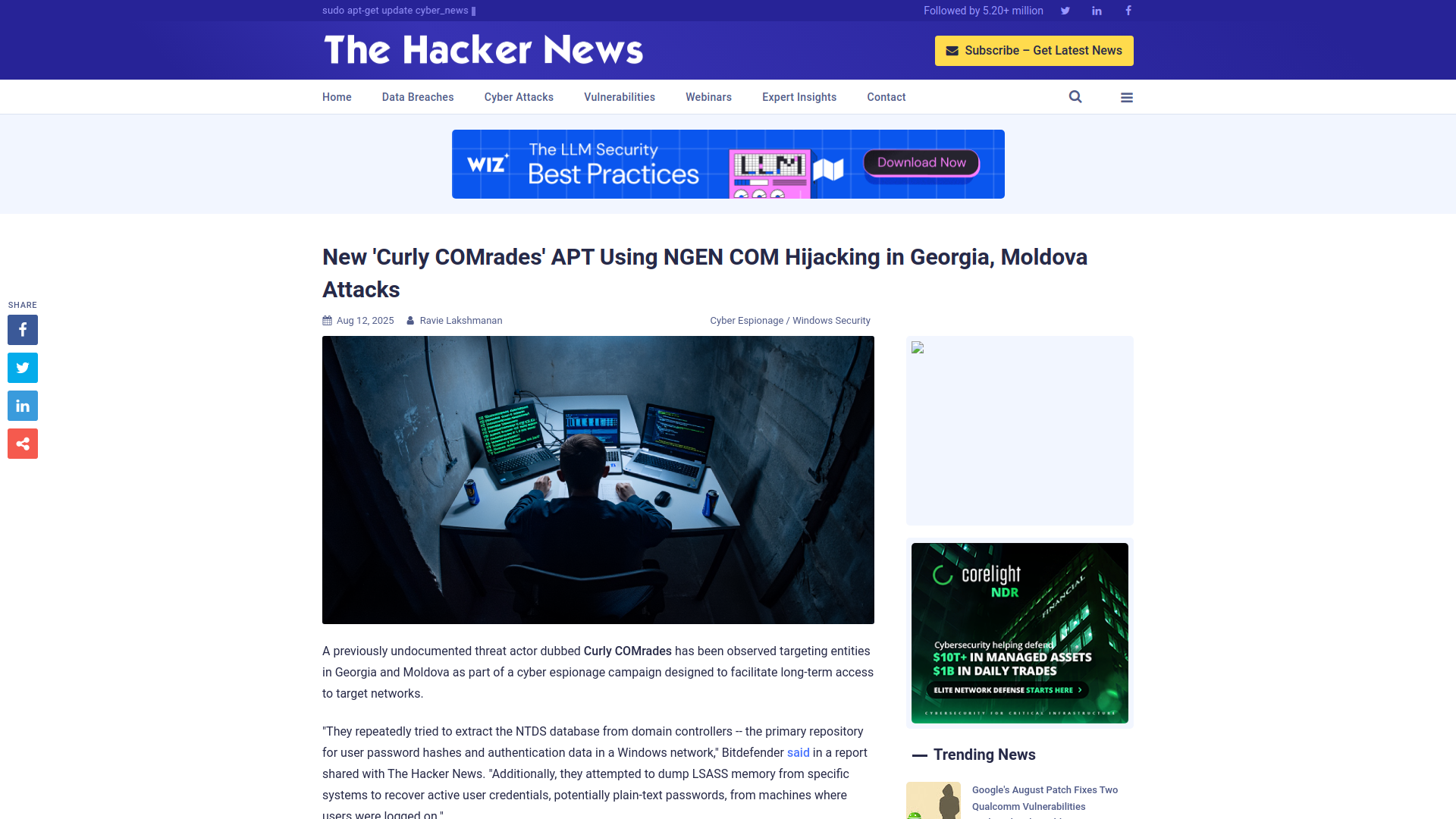 New 'Curly COMrades' APT Using NGEN COM Hijacking in Georgia, Moldova Attacks
