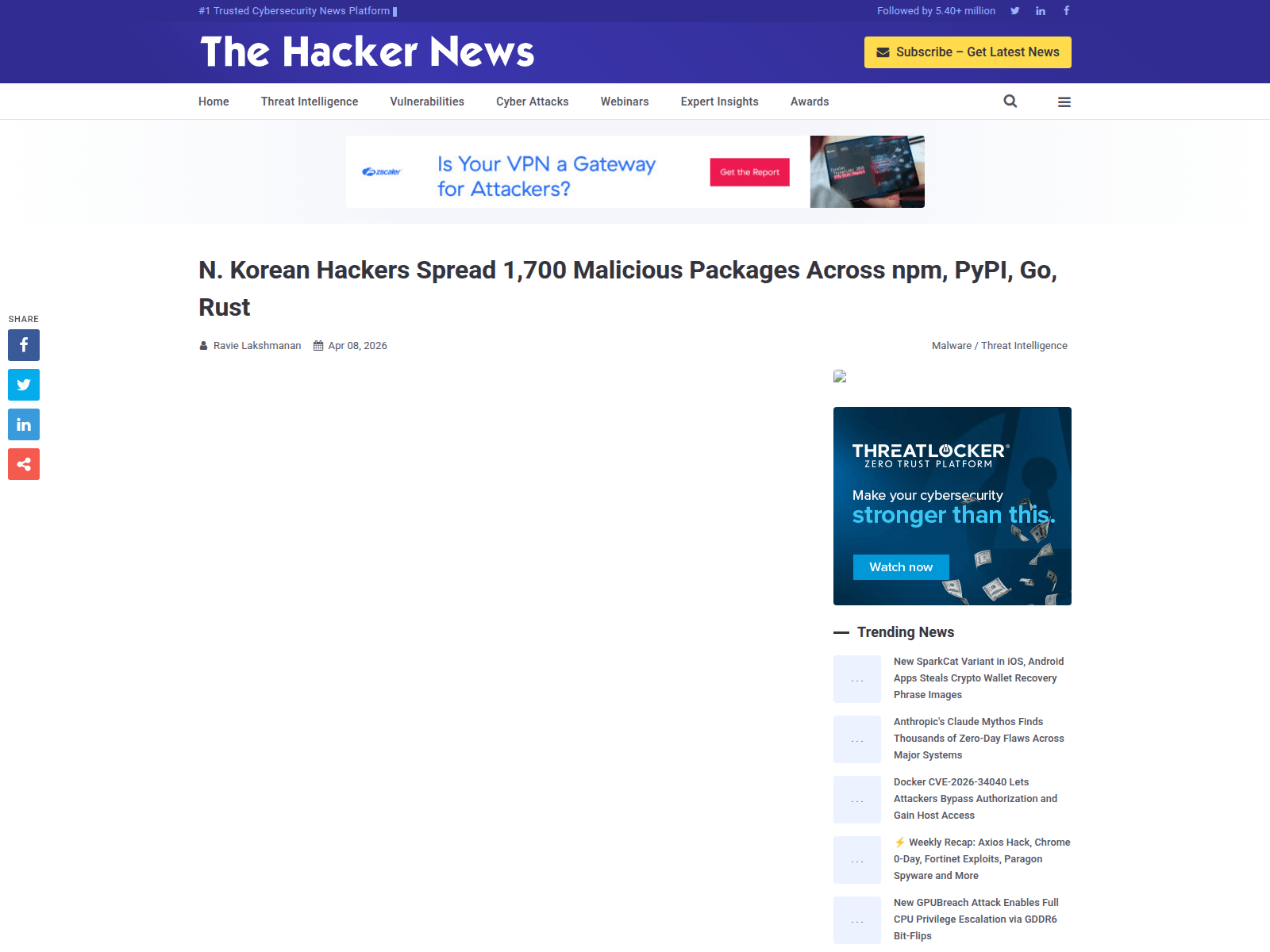 N. Korean Hackers Spread 1,700 Malicious Packages Across npm, PyPI, Go, Rust