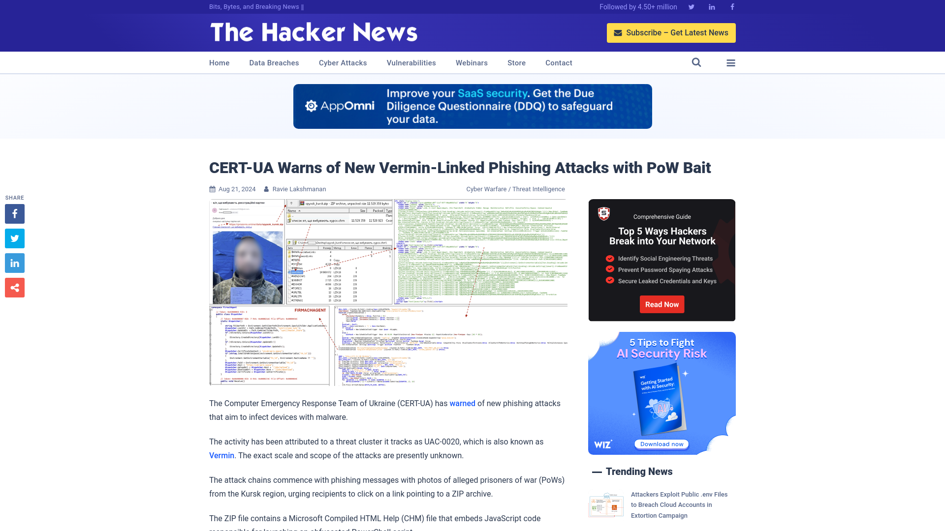 CERT-UA Warns of New Vermin-Linked Phishing Attacks with PoW Bait