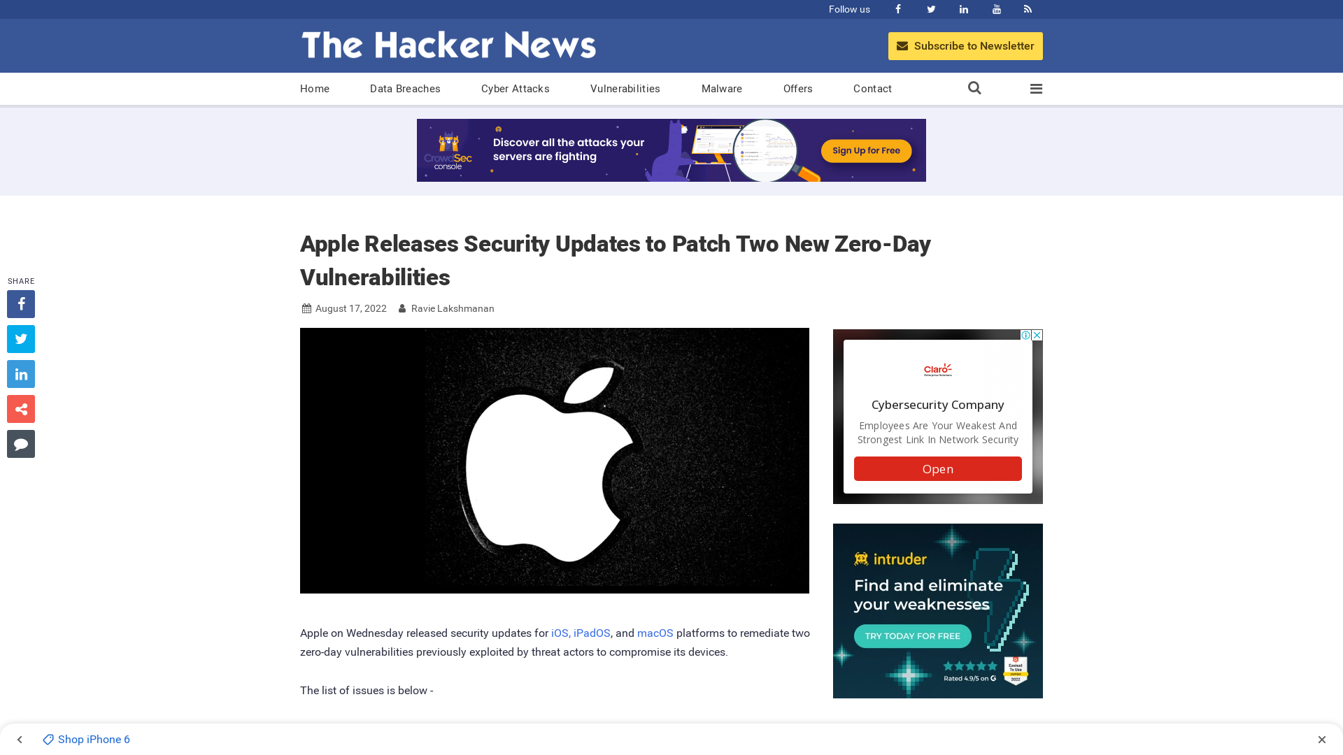 Apple Releases Security Updates to Patch Two New Zero-Day Vulnerabilities
