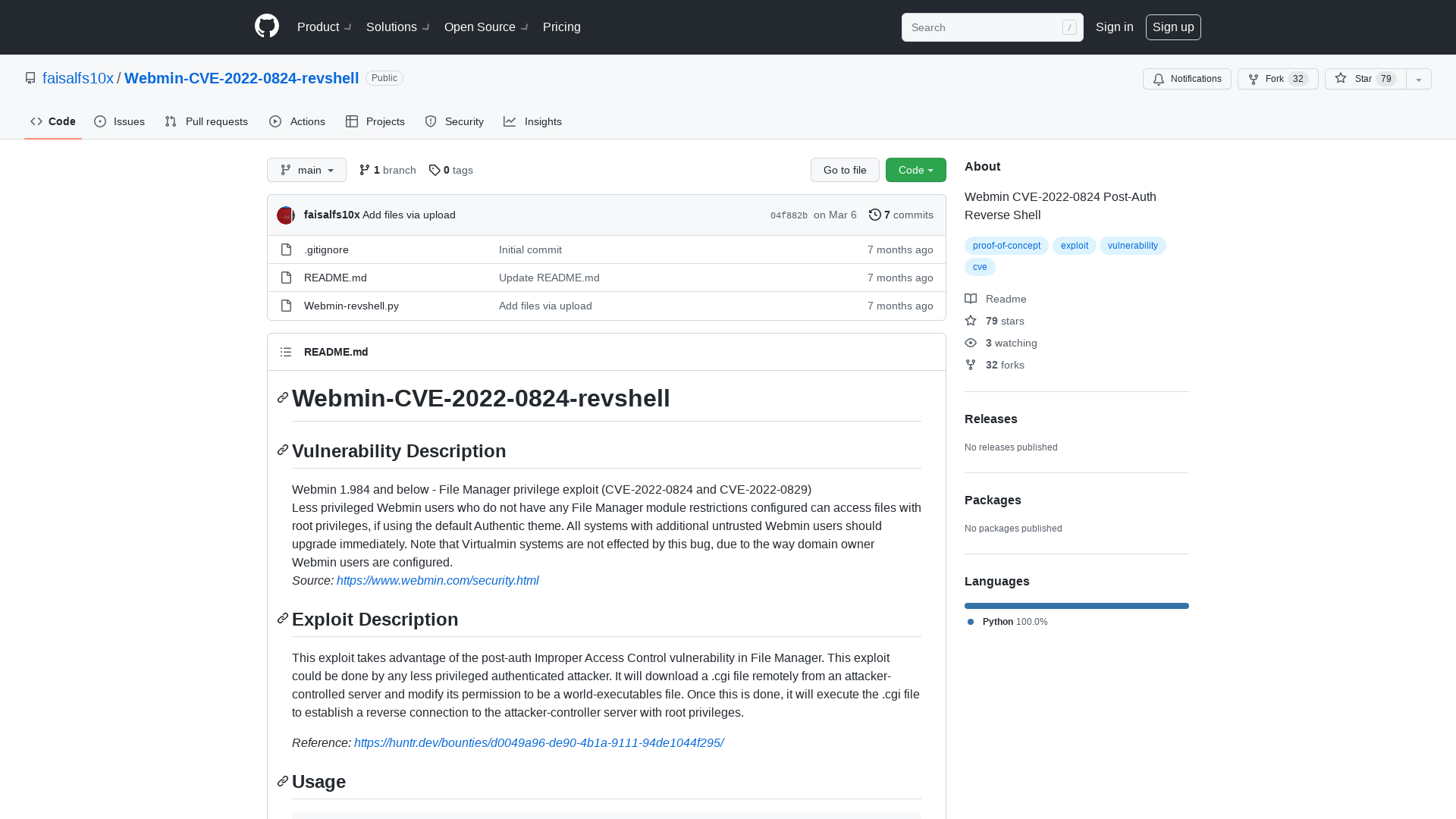 GitHub - faisalfs10x/Webmin-CVE-2022-0824-revshell: Webmin CVE-2022-0824 Post-Auth Reverse Shell