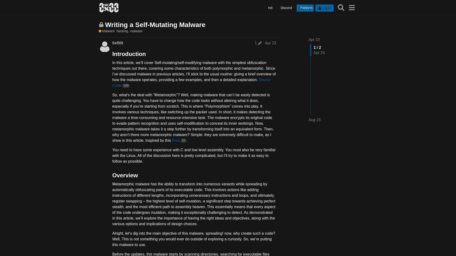 Writing a Self-Mutating Malware - Malware - 0x00sec - The Home of the Hacker