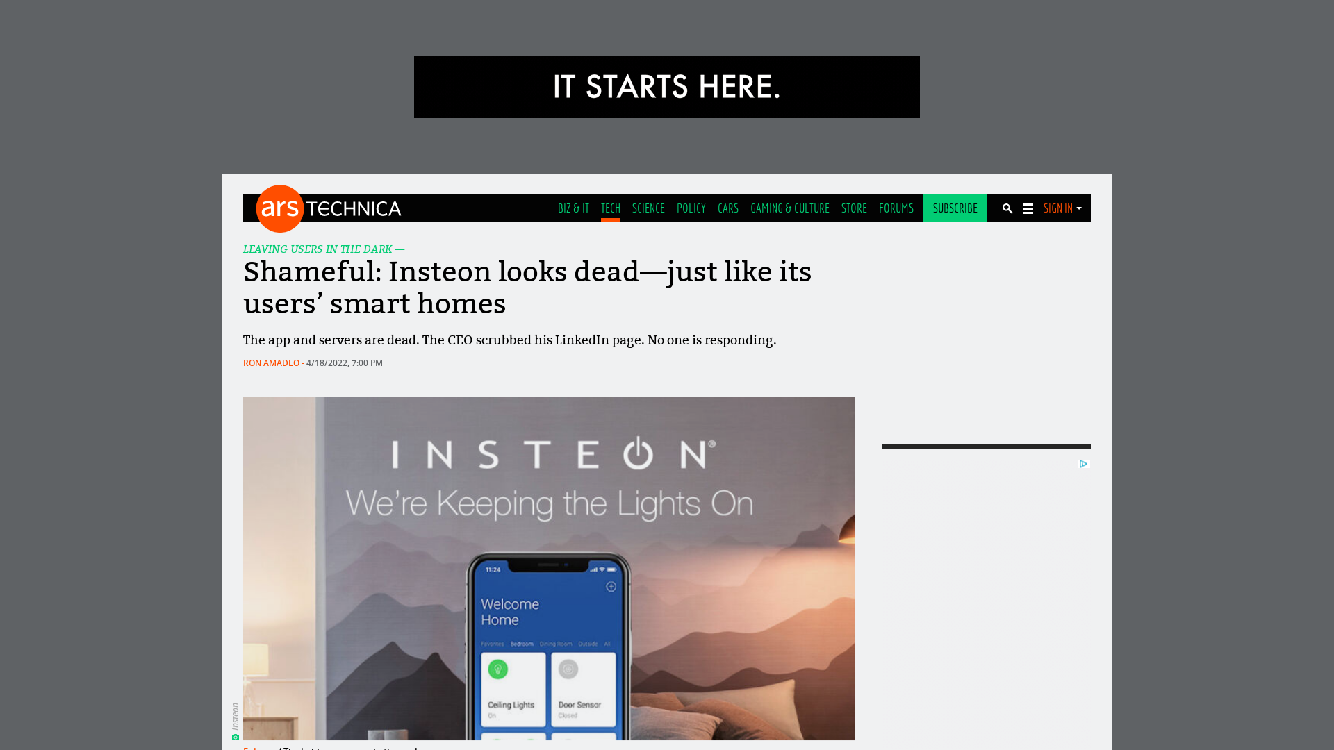 Shameful: Insteon looks dead—just like its users’ smart homes | Ars Technica