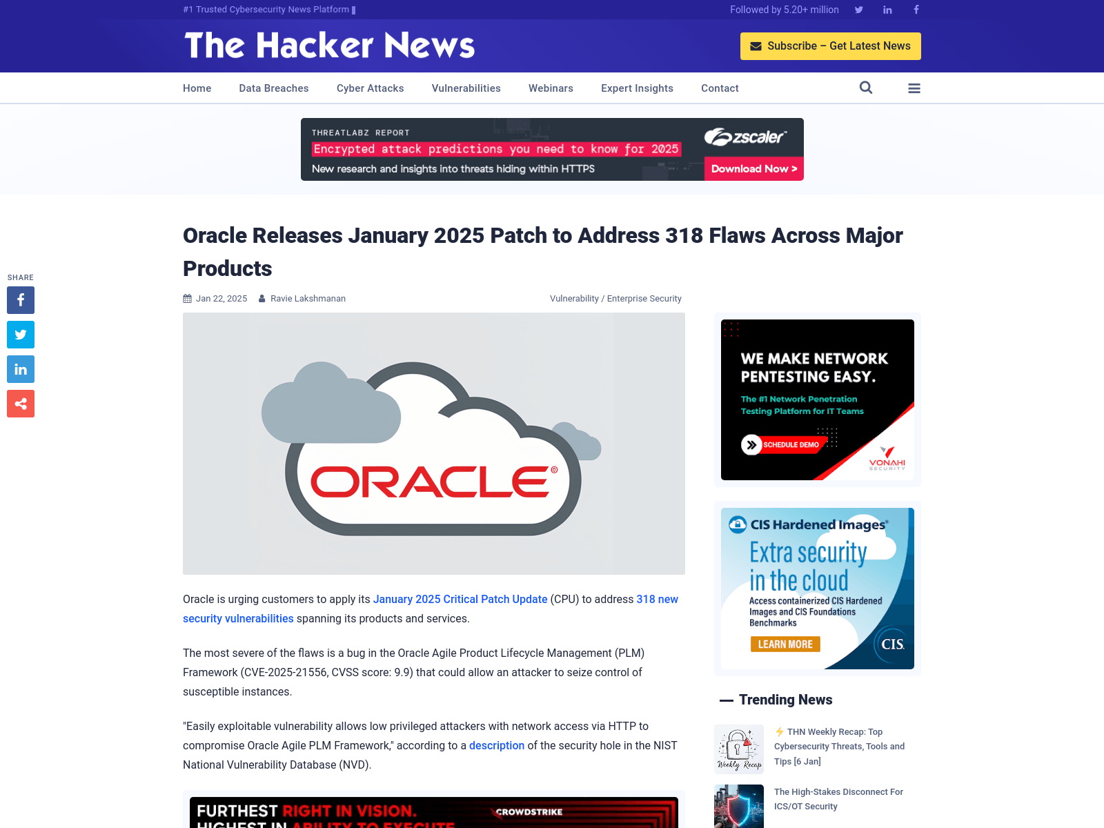 Oracle Releases January 2025 Patch to Address 318 Flaws Across Major Products