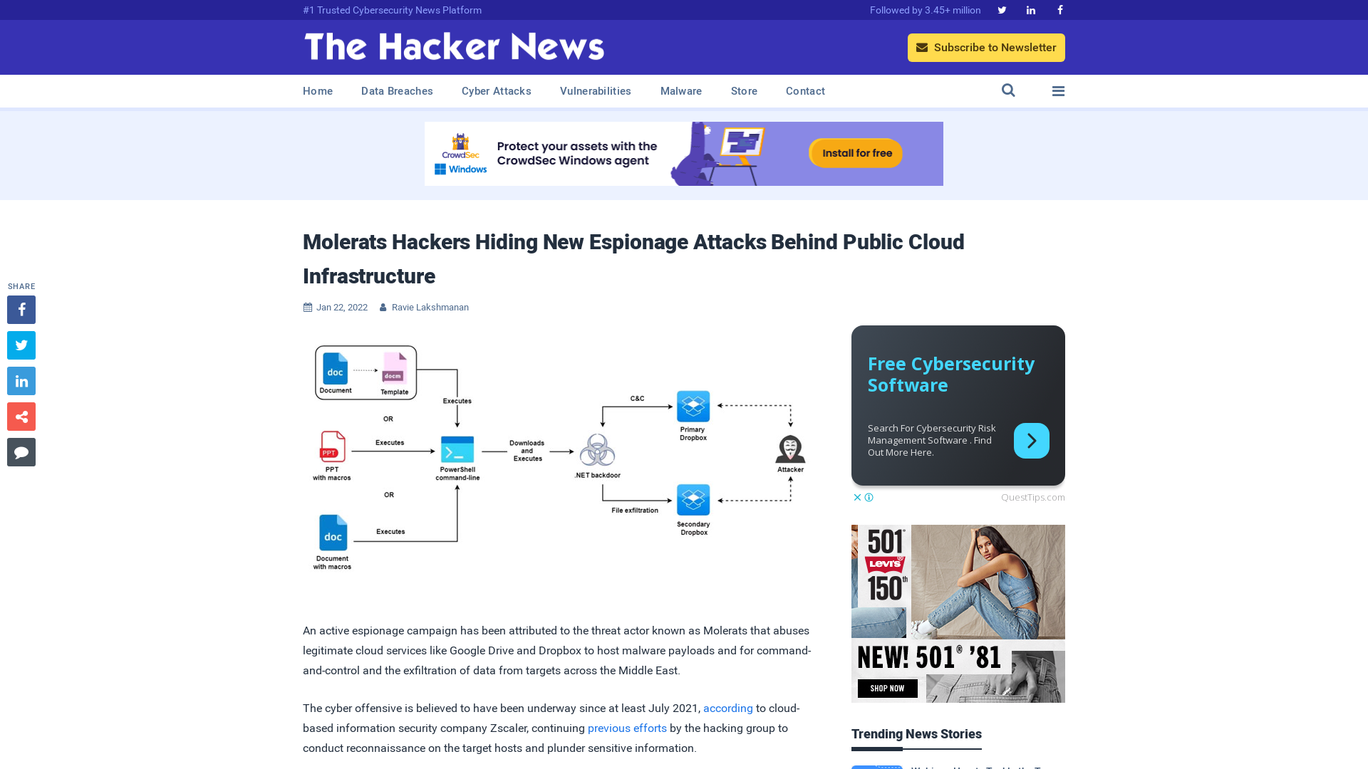 Molerats Hackers Hiding New Espionage Attacks Behind Public Cloud Infrastructure