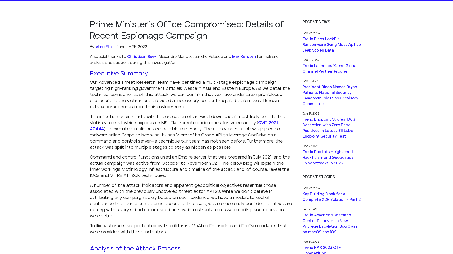 Prime Minister’s Office Compromised: Details of Recent Espionage Campaign
