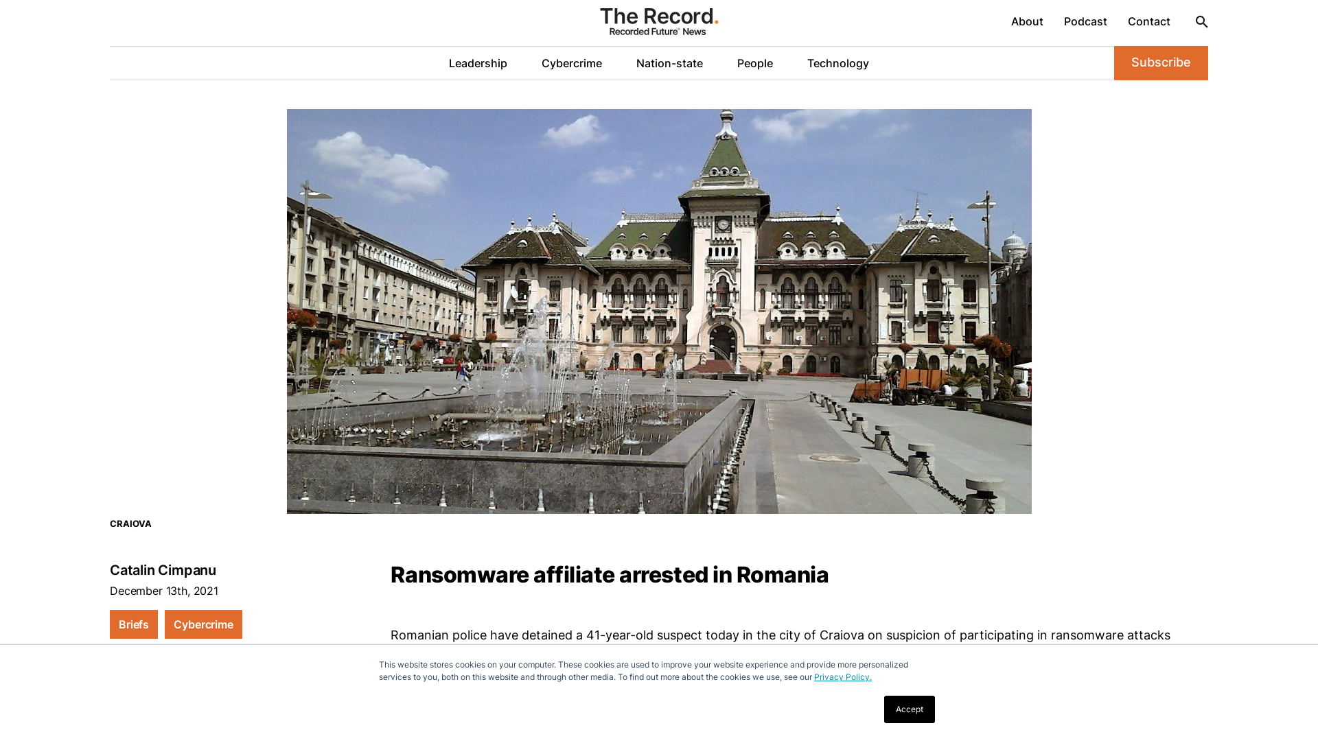 Ransomware affiliate arrested in Romania