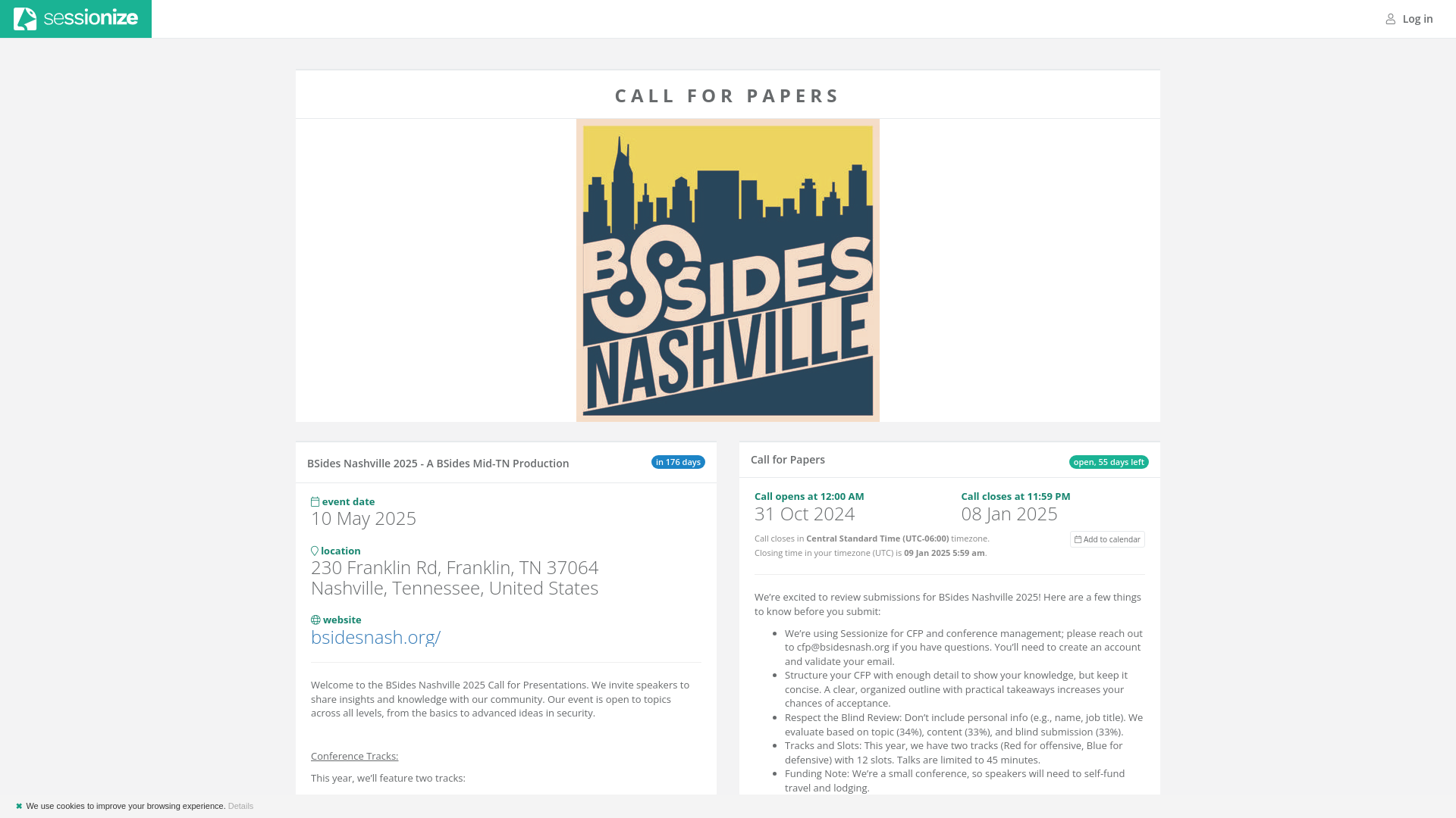 BSides Nashville 2025 - A BSides Mid-TN Production: Call for Papers @ Sessionize.com