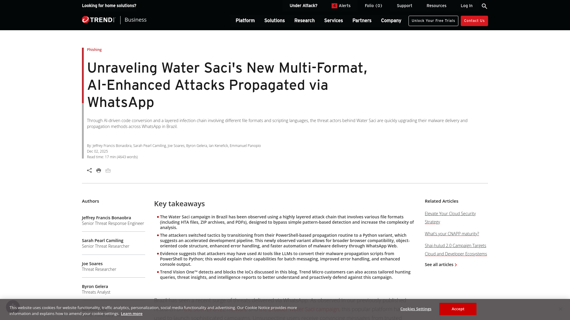 Unraveling Water Saci's New Multi-Format, AI-Enhanced Attacks Propagated via WhatsApp | Trend Micro (US)
