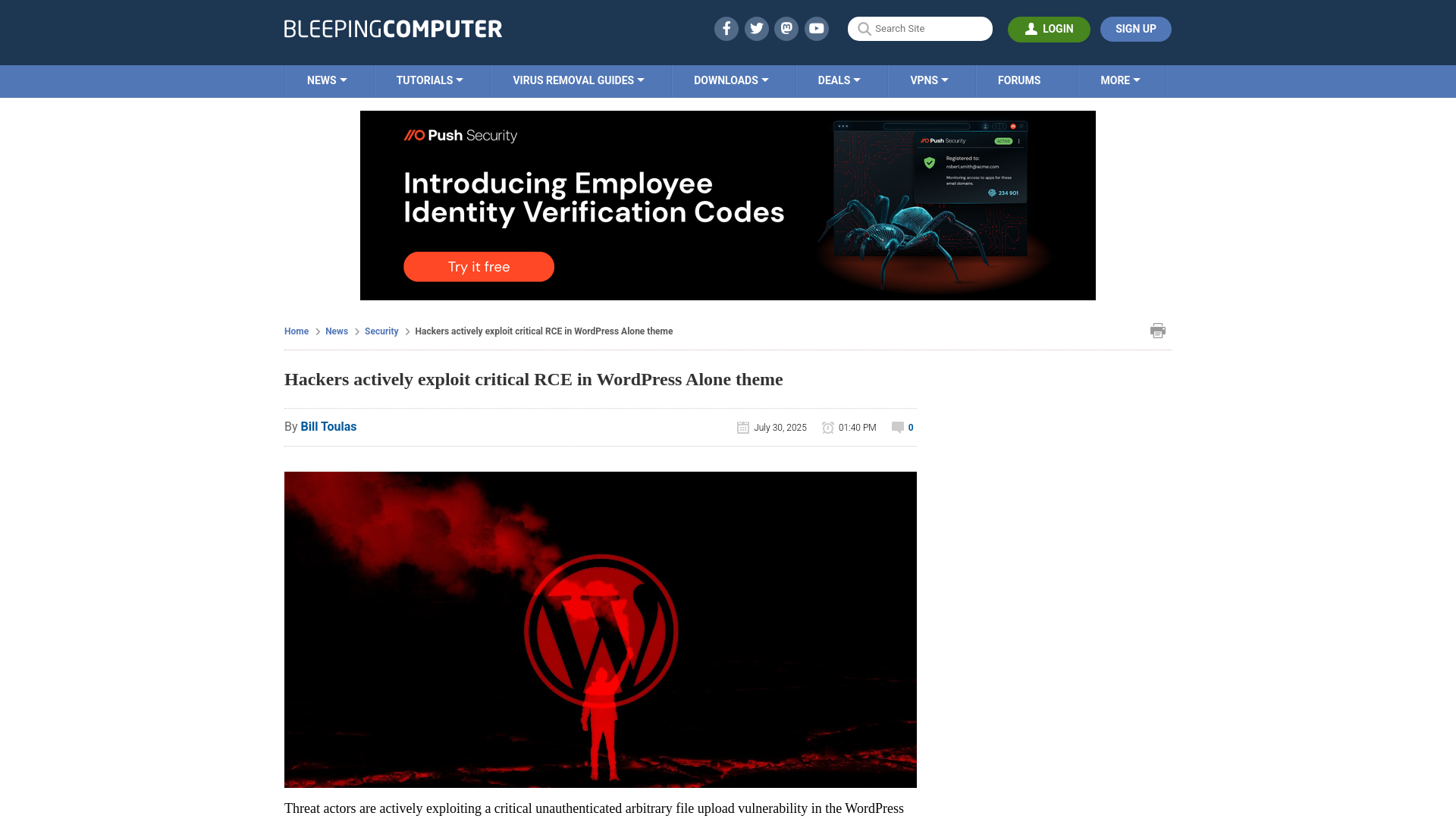 Hackers actively exploit critical RCE in WordPress Alone theme