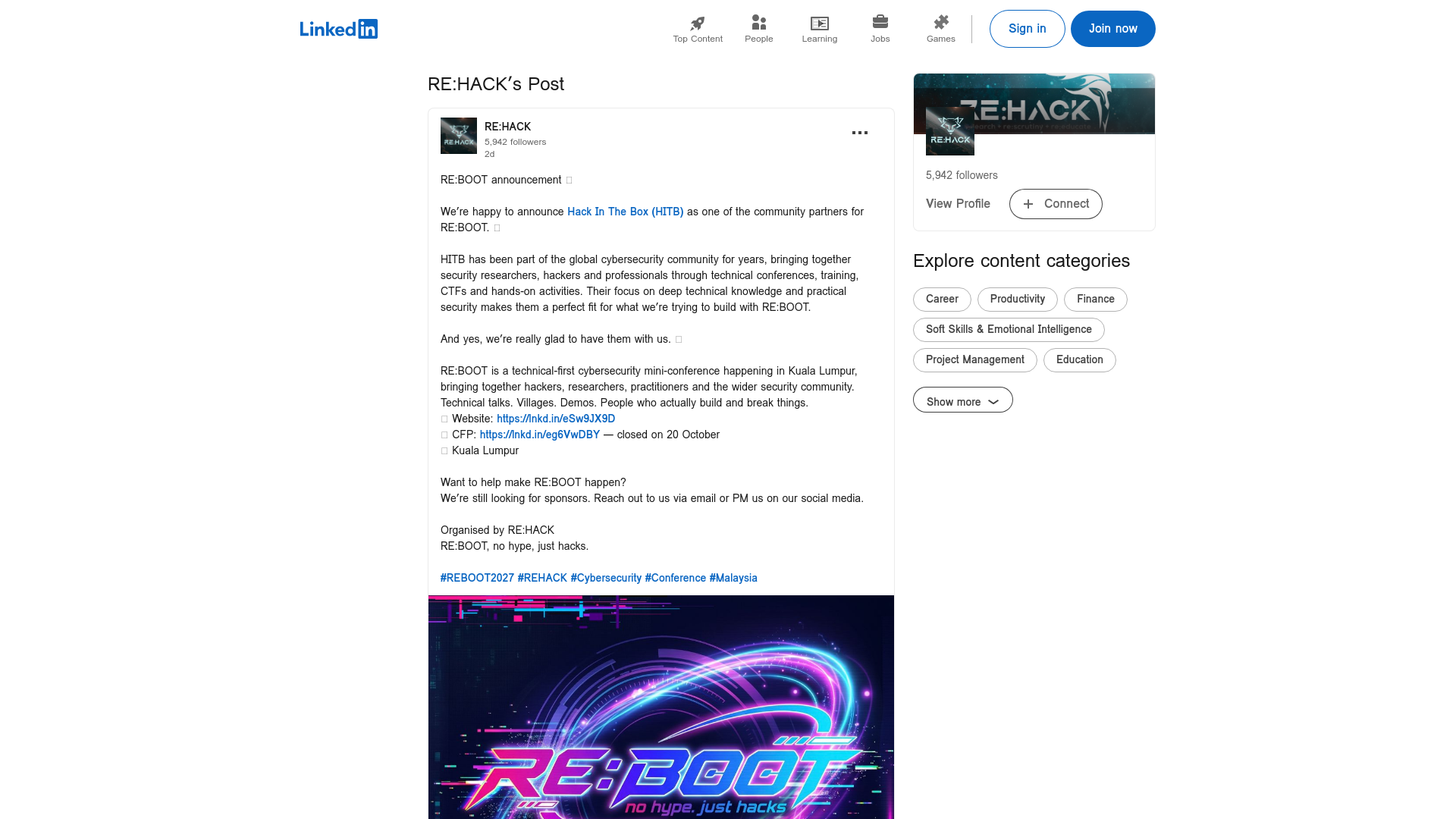 #reboot2027 #rehack #cybersecurity #conference #malaysia | RE:HACK