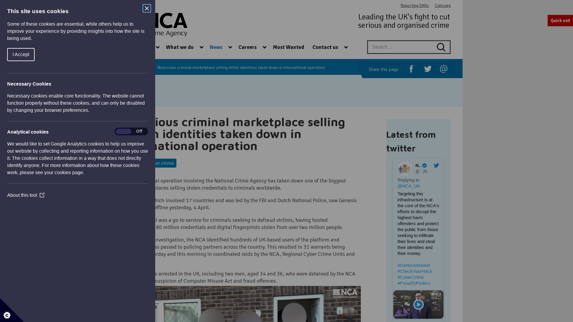 Notorious criminal marketplace selling victim identities taken down in international operation - National Crime Agency