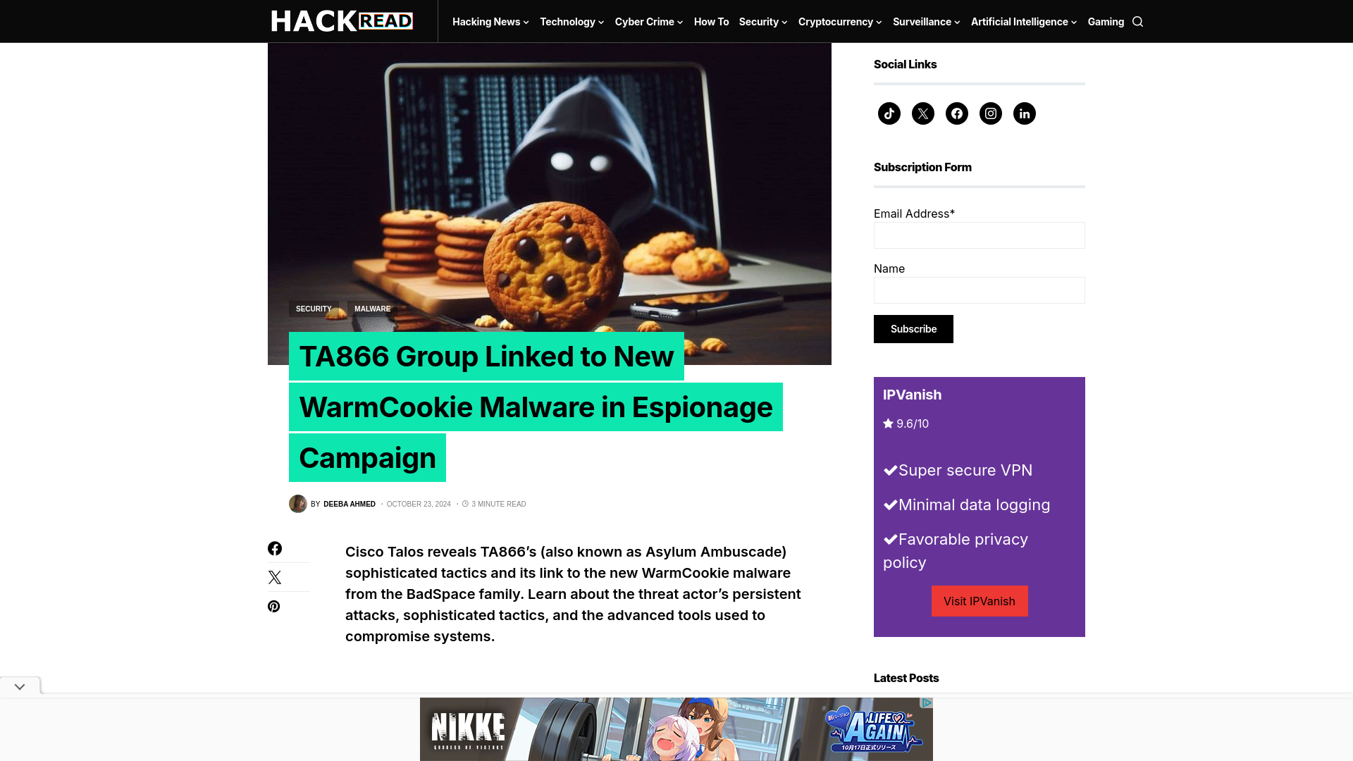 TA866 Group Linked to New WarmCookie Malware in Espionage Campaign